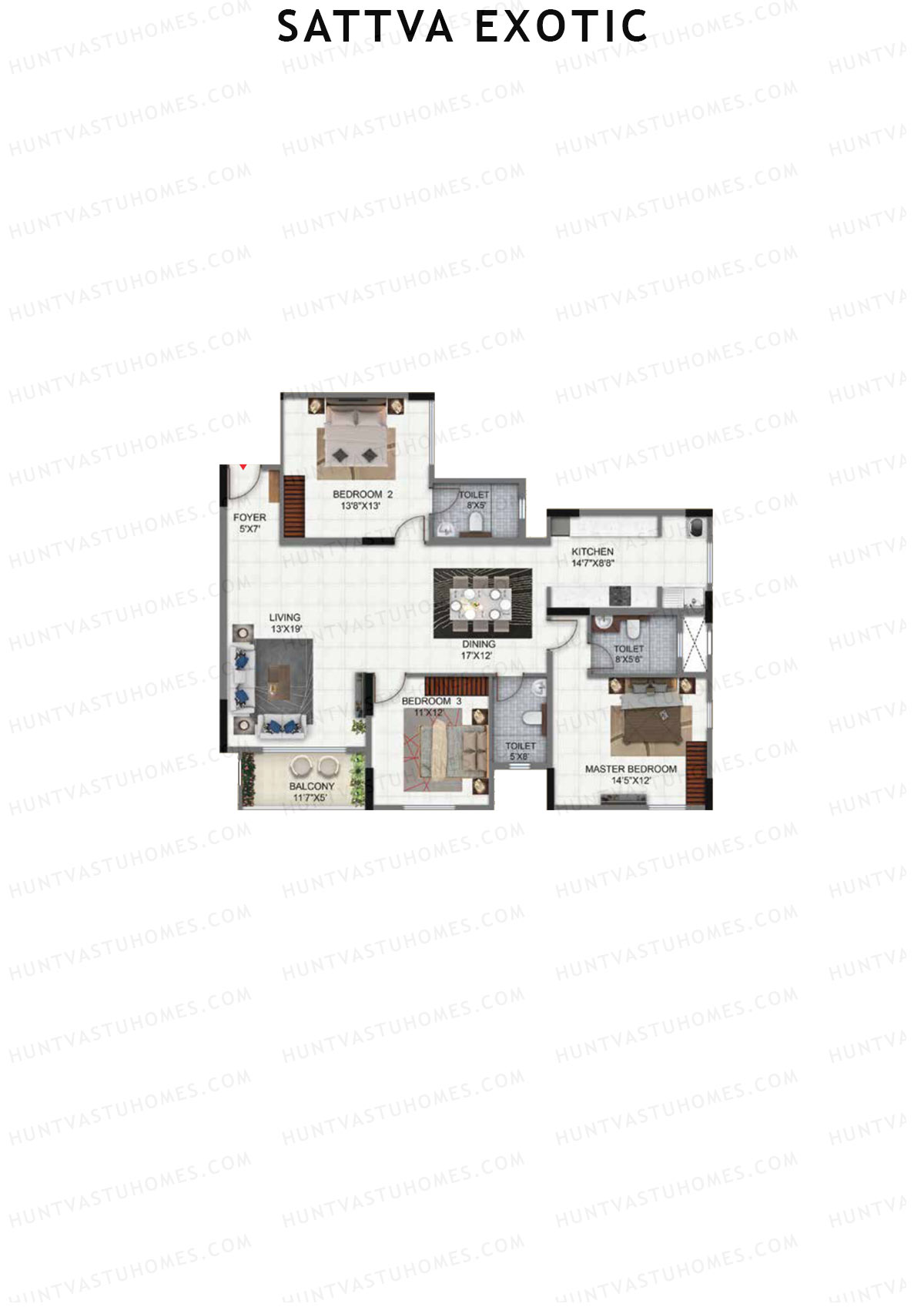 Sattva Exotic Tower 1 Unit 2 Floor Plan