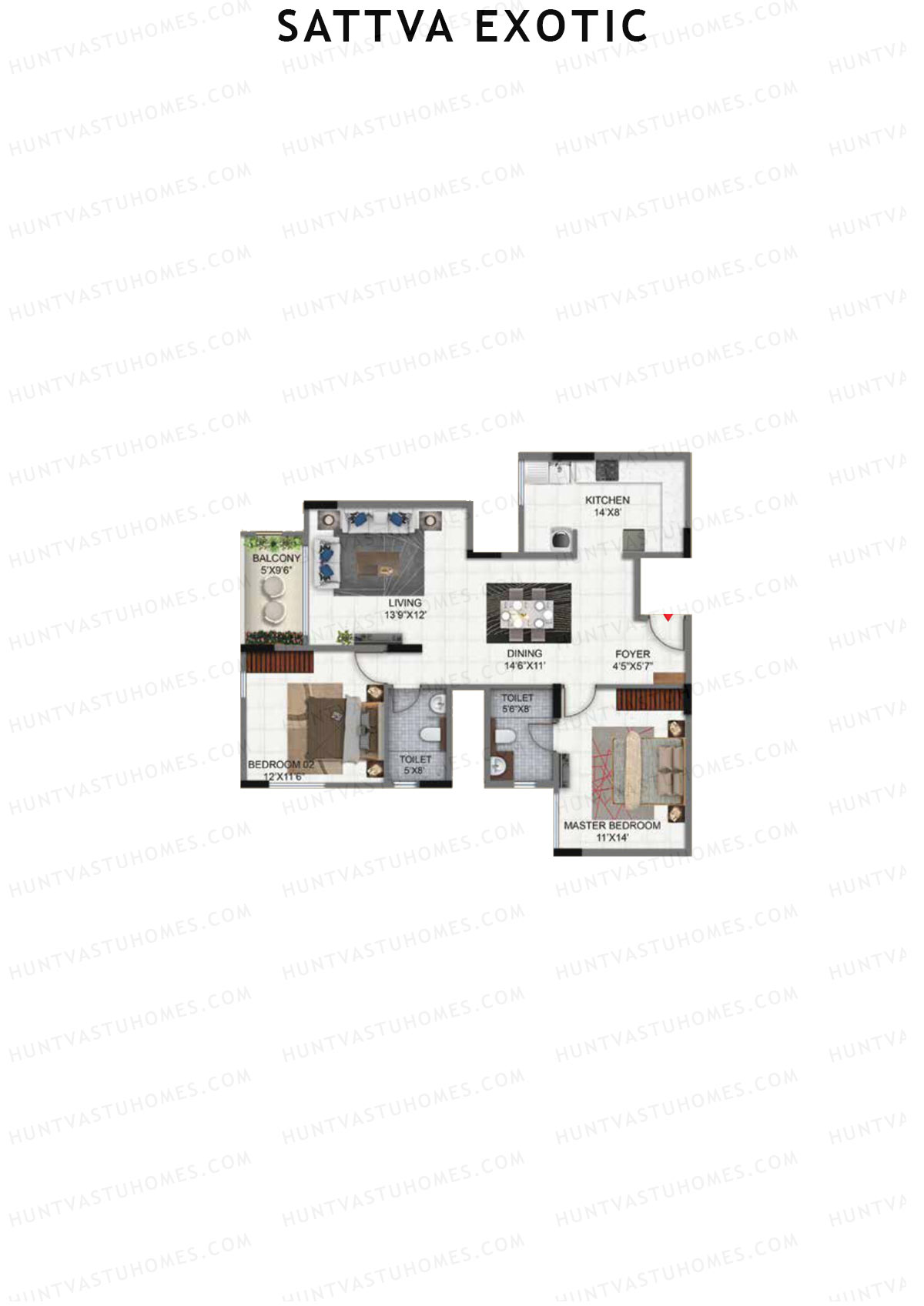 Sattva Exotic Tower 1 Unit 4 Floor Plan