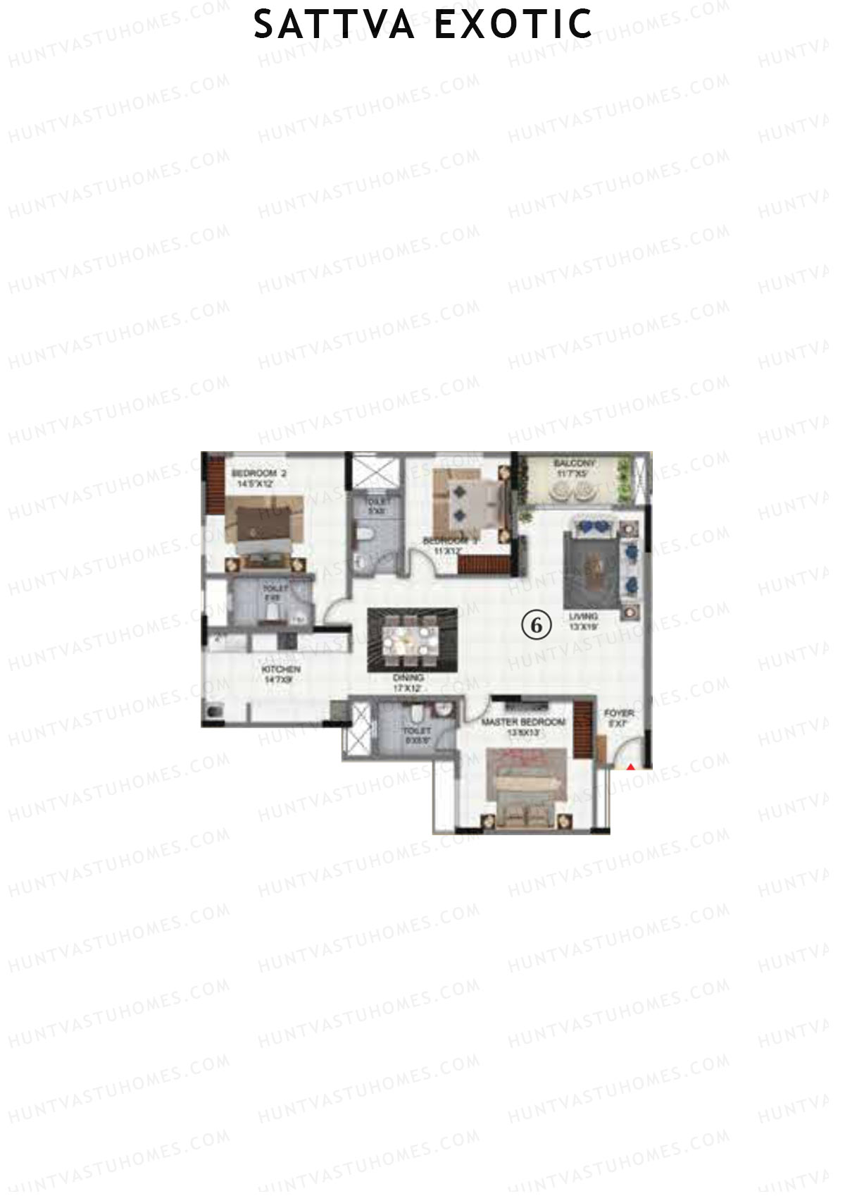 Sattva Exotic Tower 1 Unit 6 Floor Plan