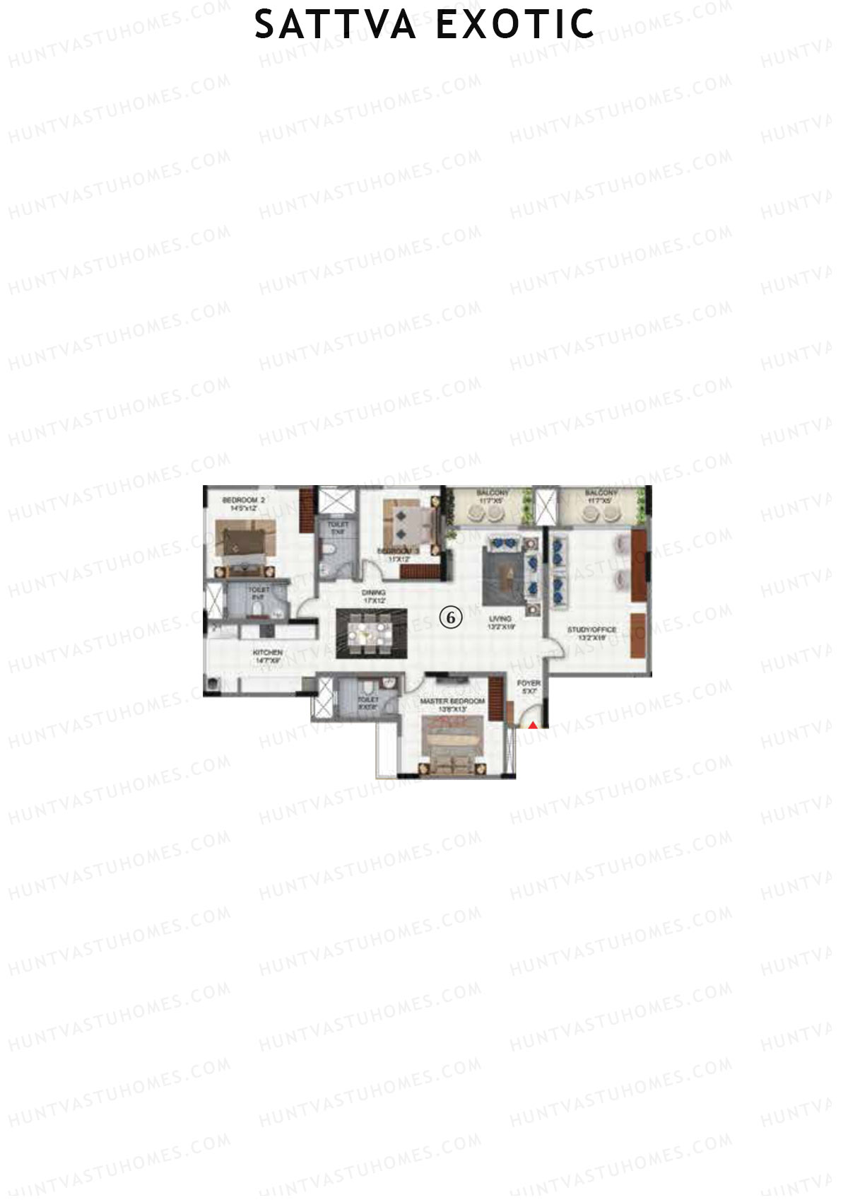 Sattva Exotic Tower 1 Unit 6 Floor Plan