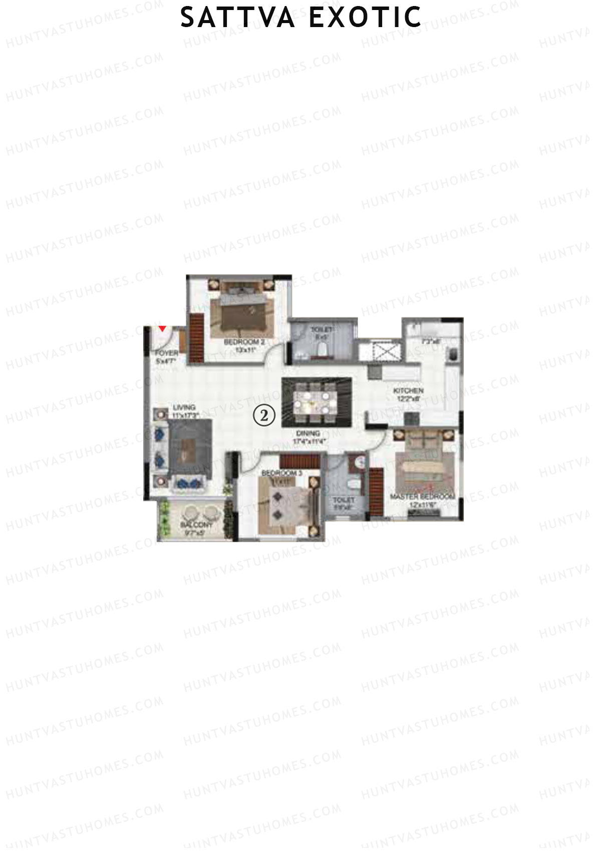 Sattva Exotic Tower 2 Unit 2 Floor Plan