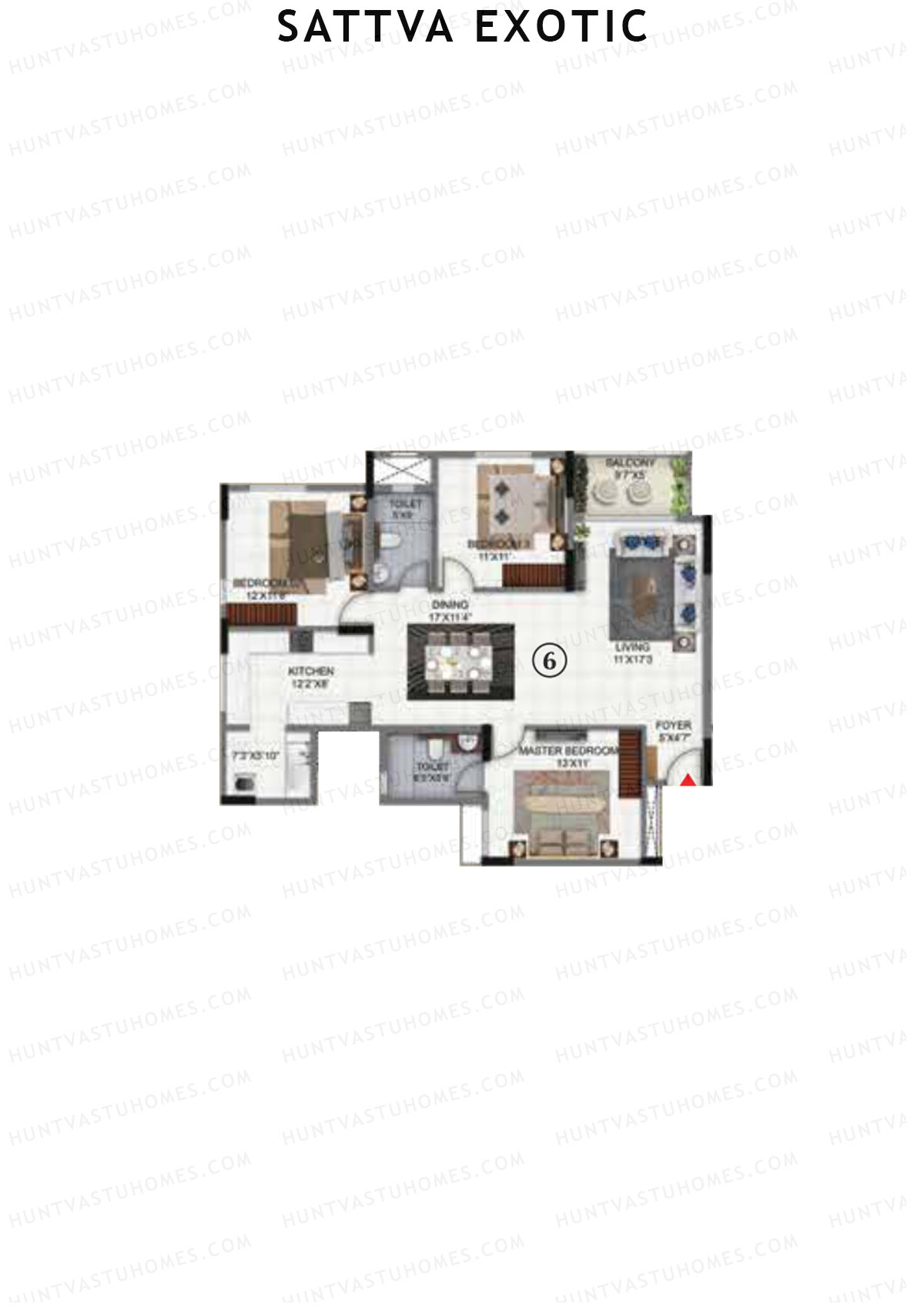 Sattva Exotic Tower 2 Unit 6 Floor Plan