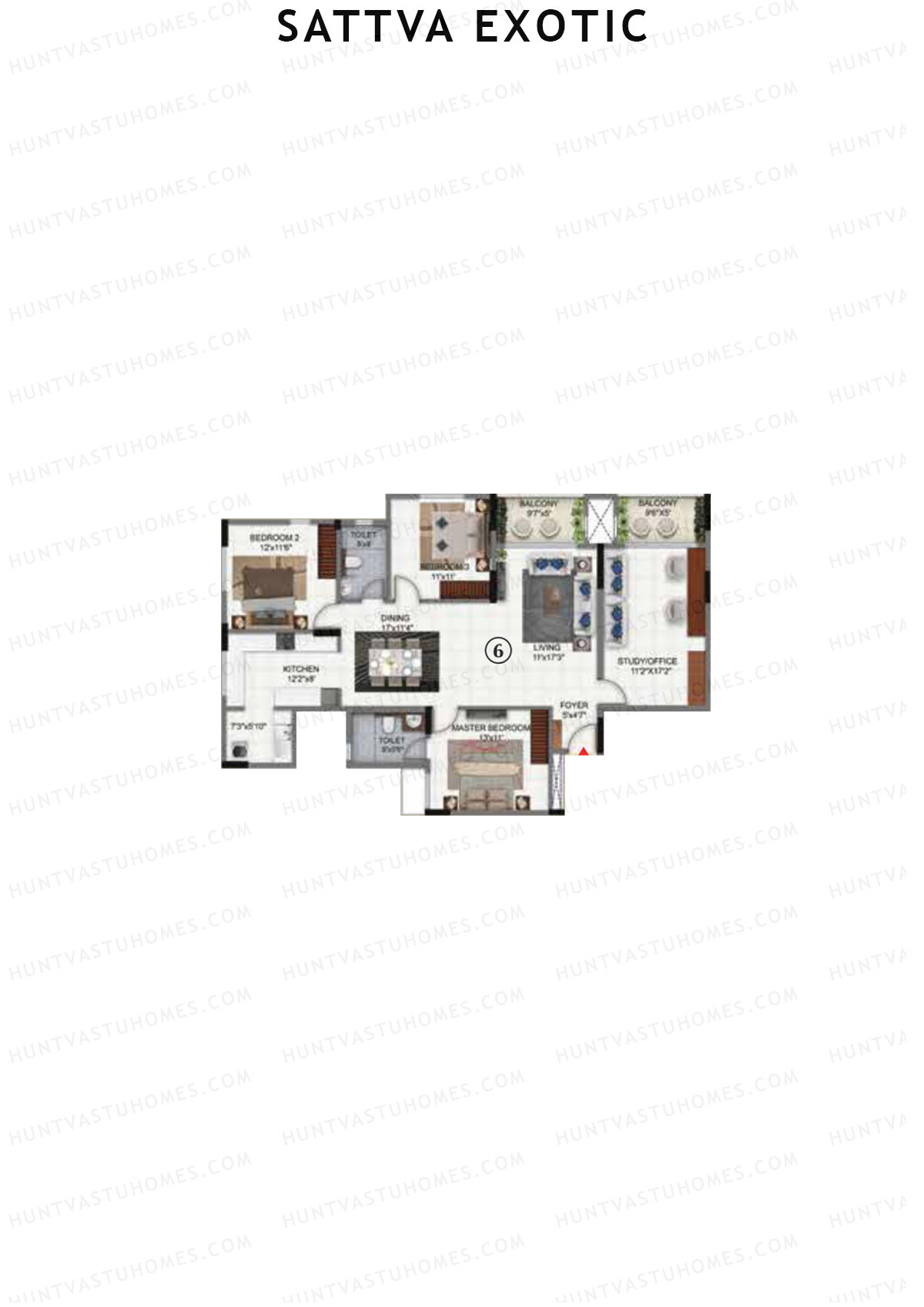 Sattva Exotic Tower 2 Unit 6 Floor Plan