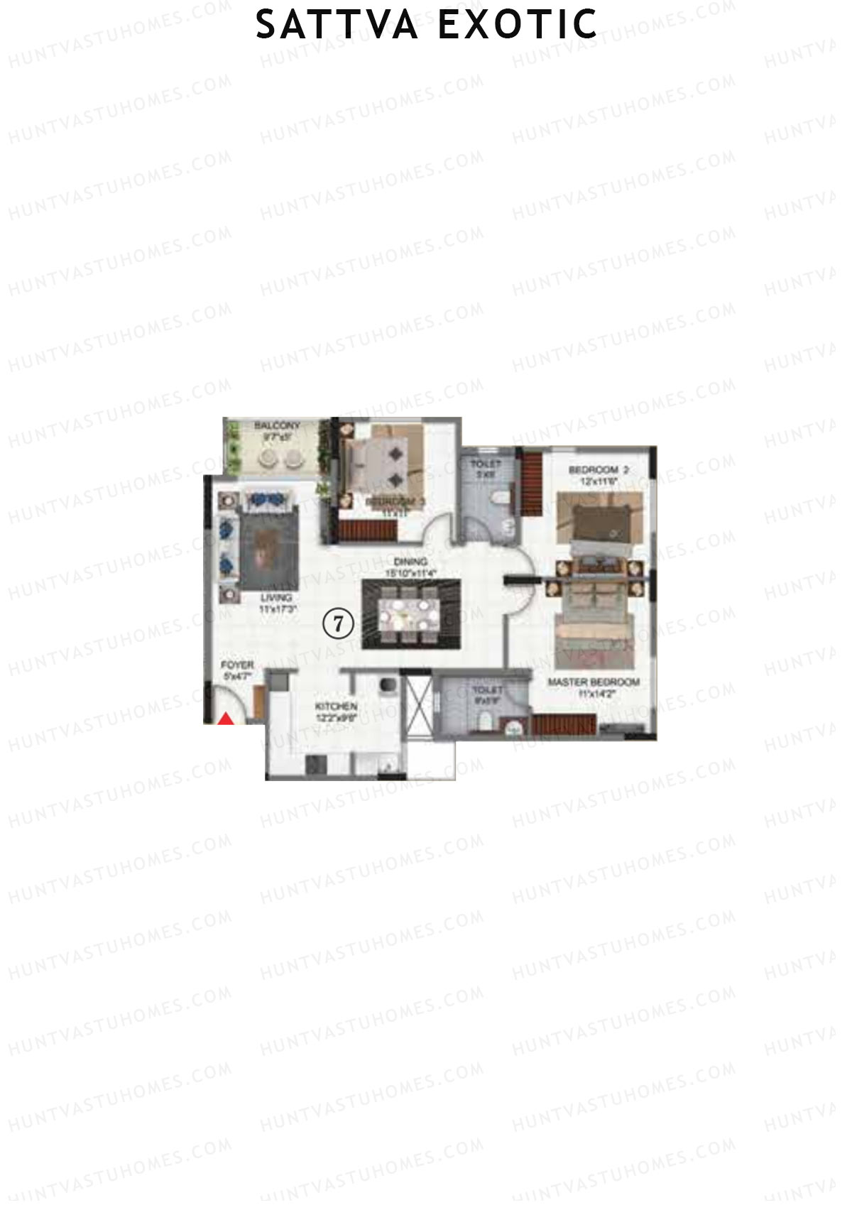 Sattva Exotic Tower 2 Unit 7 Floor Plan