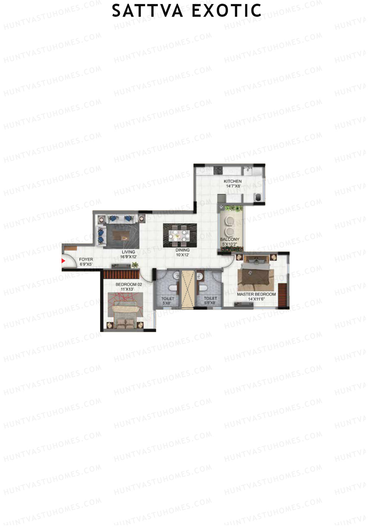Sattva Exotic Tower 2 Unit 8 Floor Plan