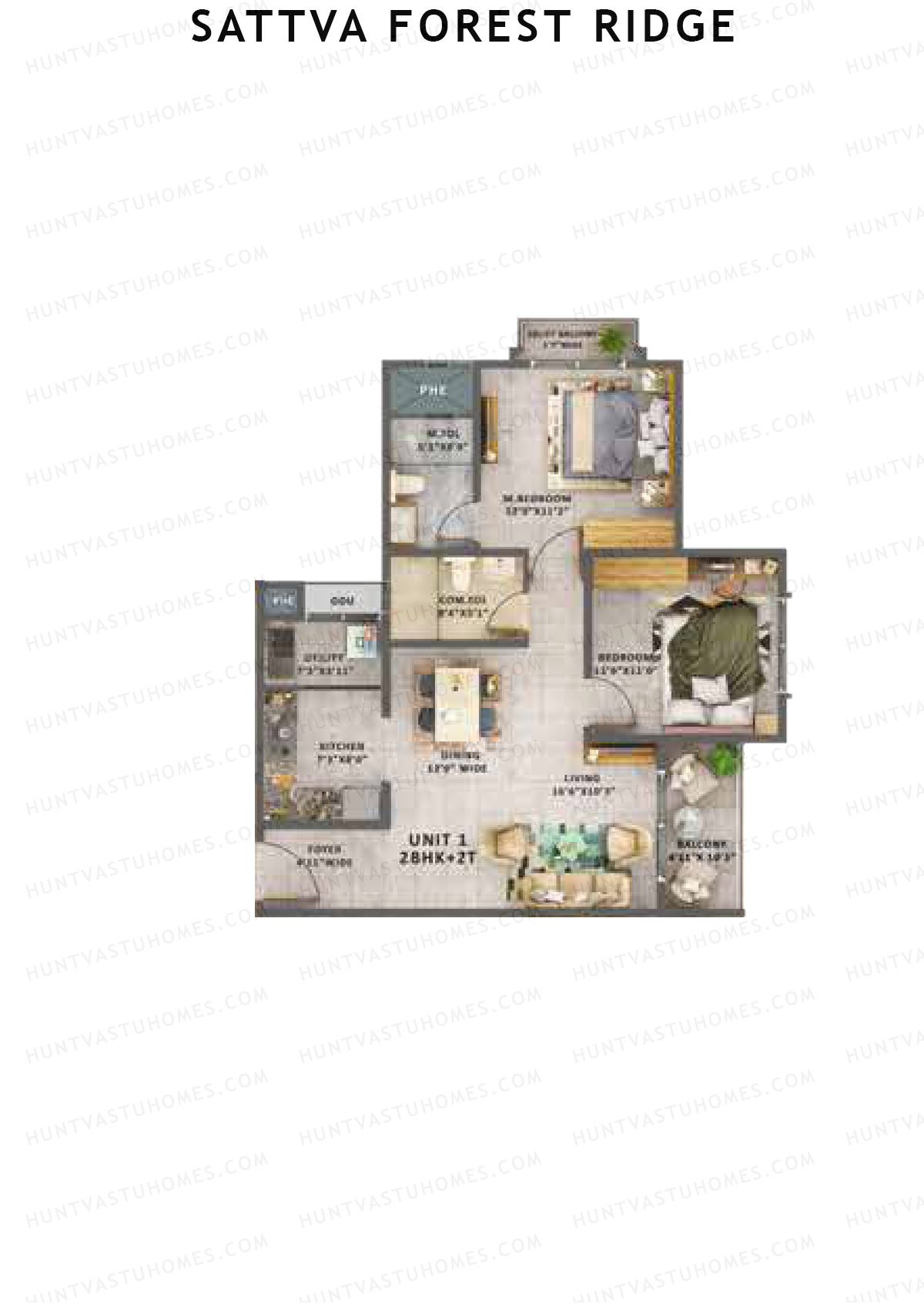 Sattva Forest Ridge Basil Wing C Unit 1 (Type 4A) Floor Plan