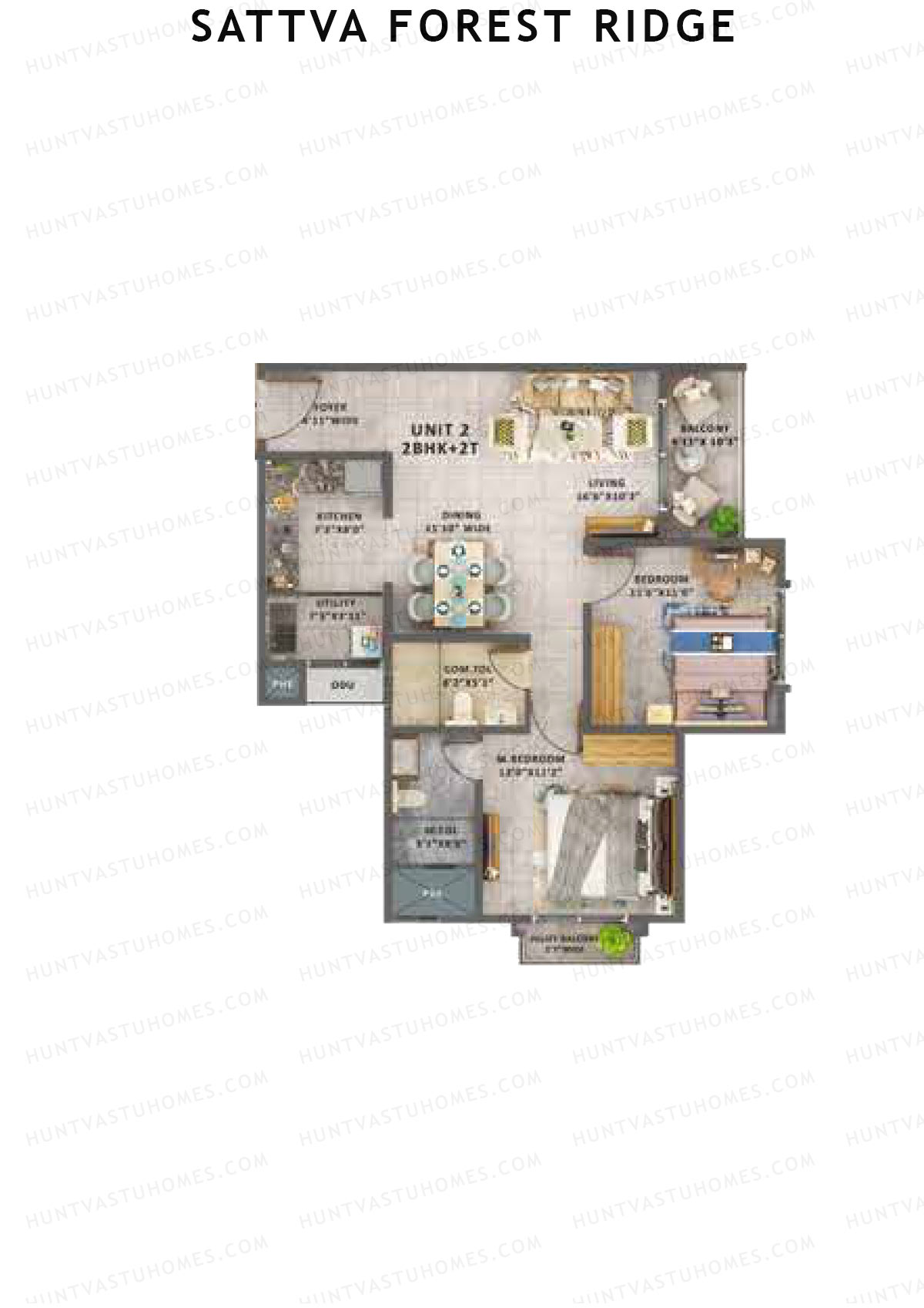 Sattva Forest Ridge Basil Wing C Unit 2 (Type 4B) Floor Plan