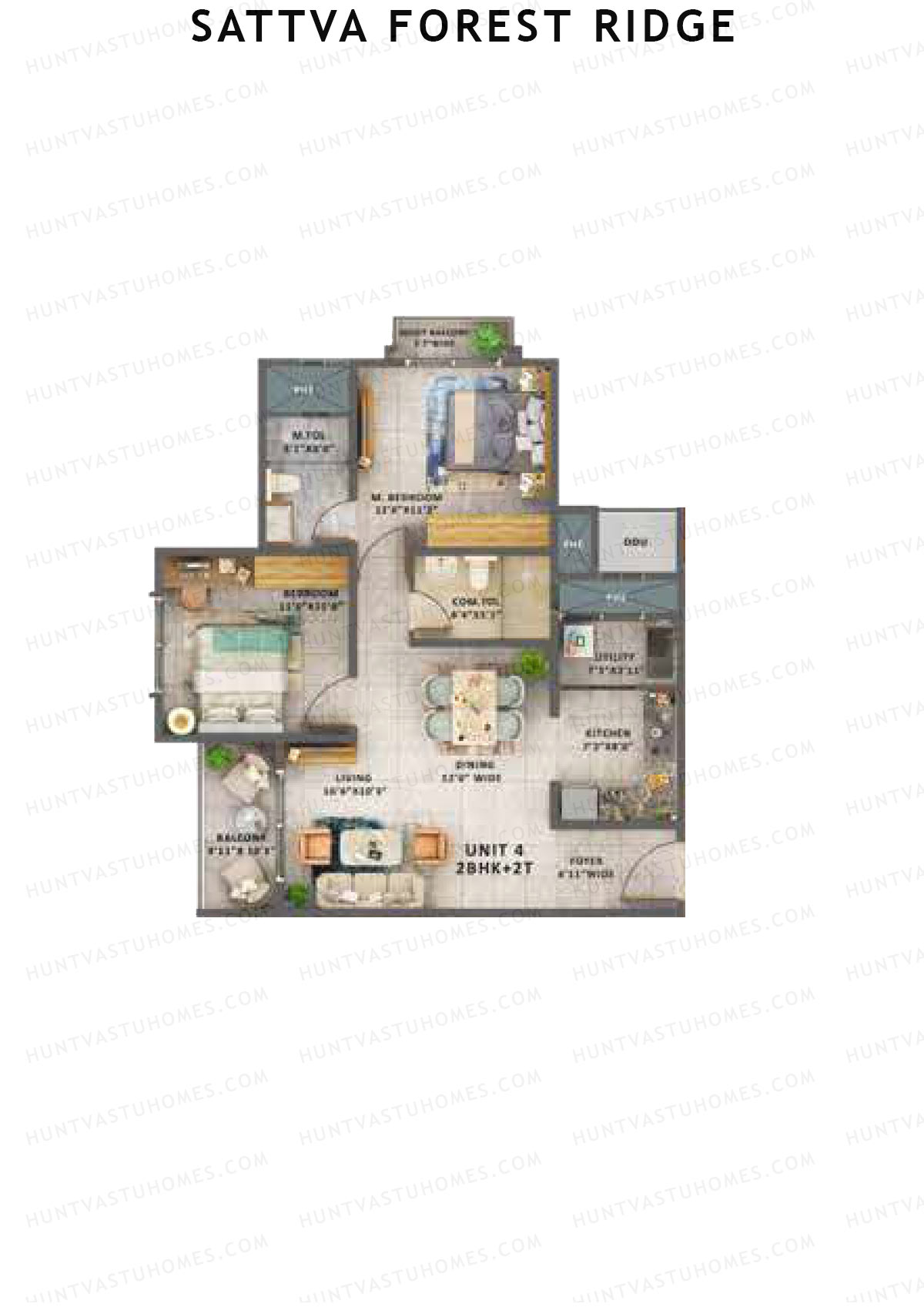 Sattva Forest Ridge Basil Wing C Unit 4 (Type 4D) Floor Plan