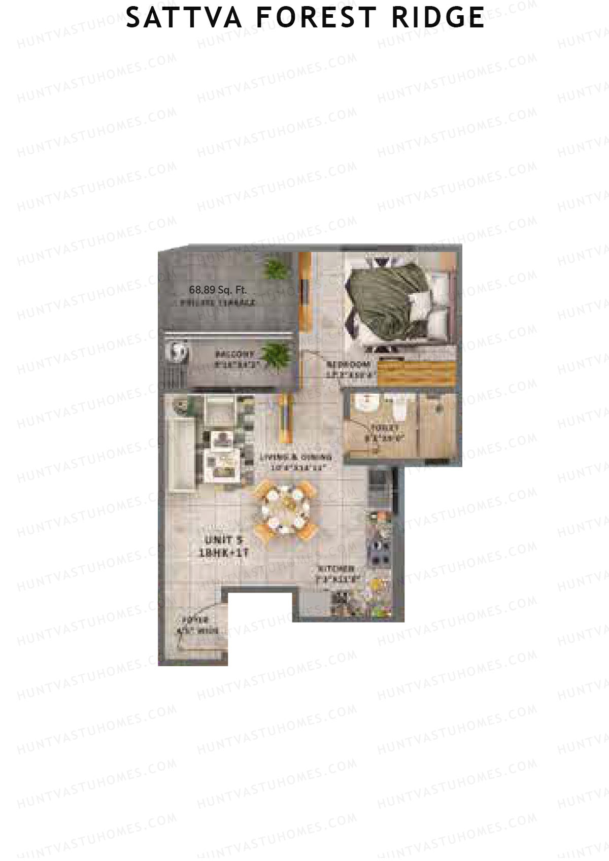 Sattva Forest Ridge Basil Wing C Unit 5 (Type 5A) Floor Plan