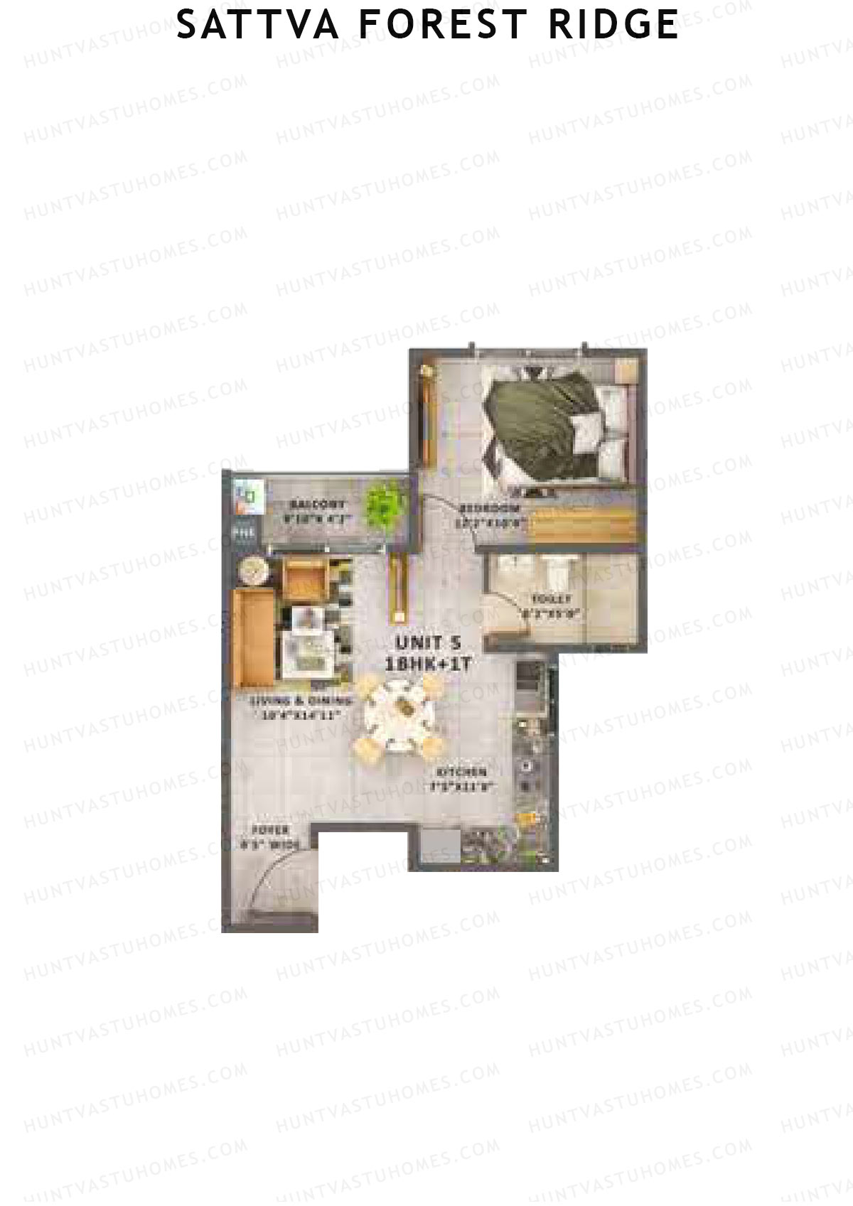 Sattva Forest Ridge Basil Wing C Unit 5 (Type 5A) Floor Plan