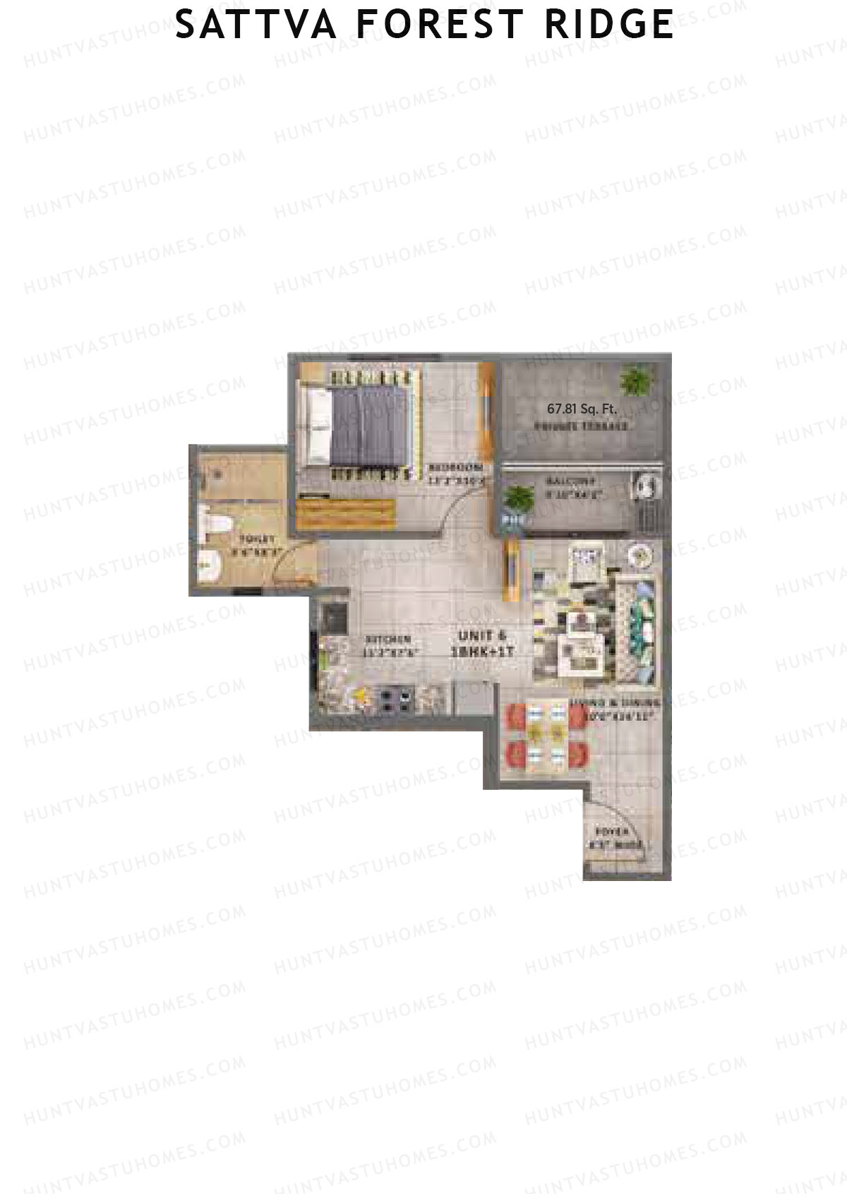 Sattva Forest Ridge Basil Wing C Unit 6 (Type 5B) Floor Plan