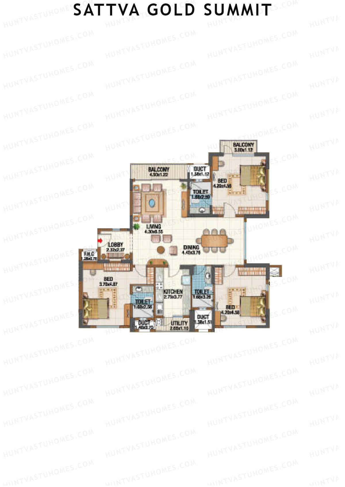 Sattva Gold Summit Block A Unit A3 Floor Plan