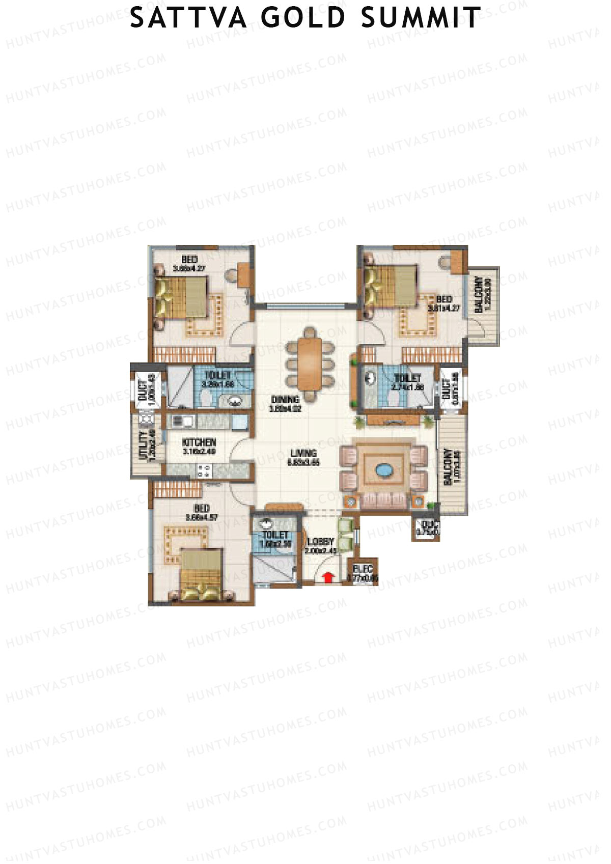 Sattva Gold Summit Block D Unit D1 Floor Plan