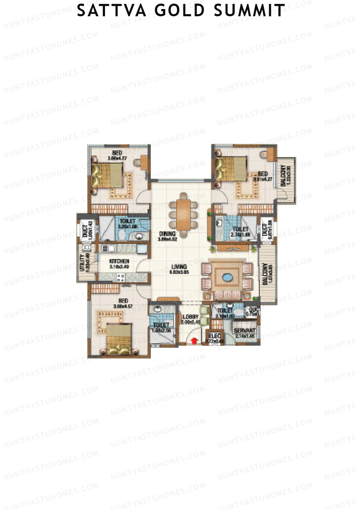 Sattva Gold Summit Block D Unit D1 Floor Plan
