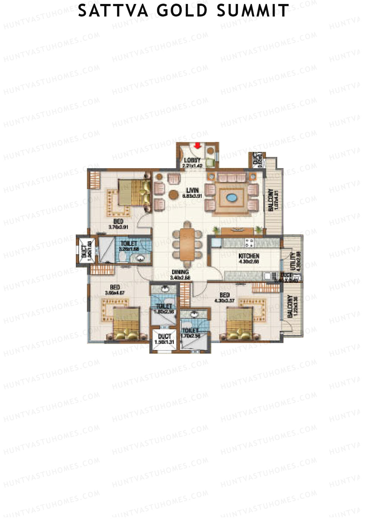 Sattva Gold Summit Block D Unit D2 Floor Plan