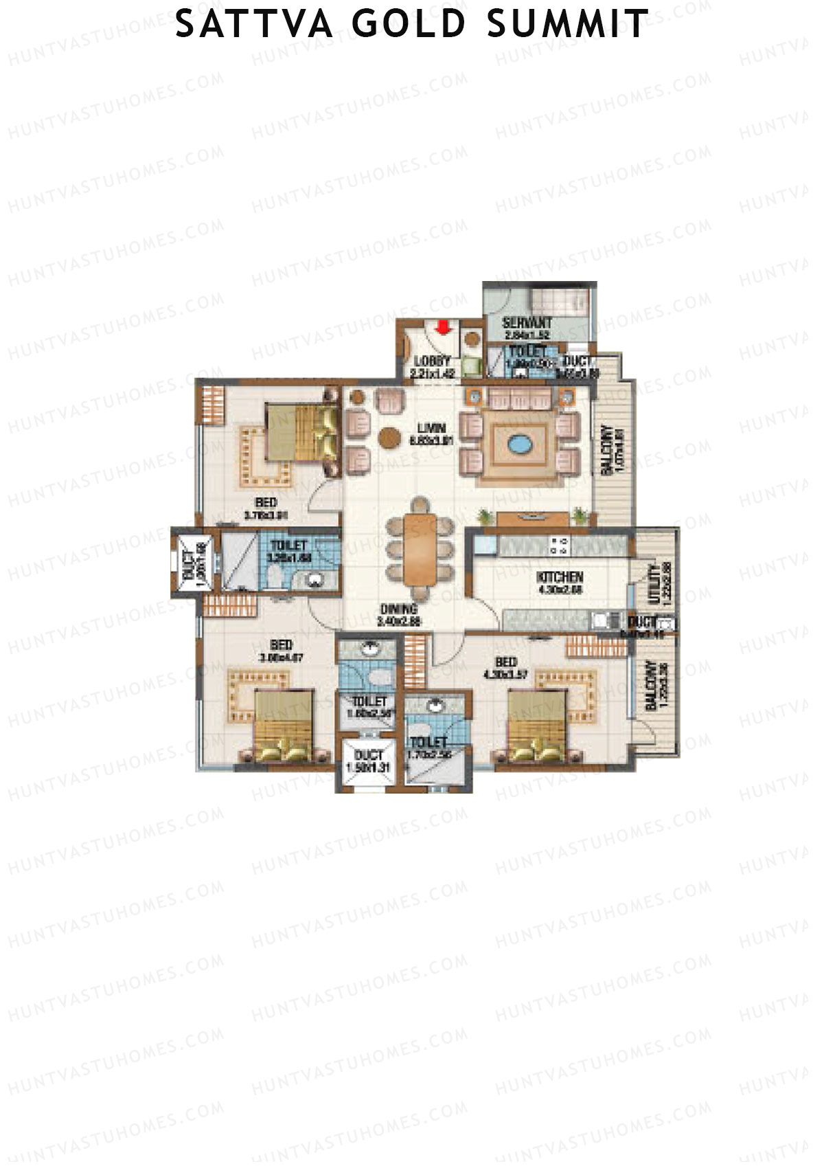 Sattva Gold Summit Block D Unit D2 Floor Plan