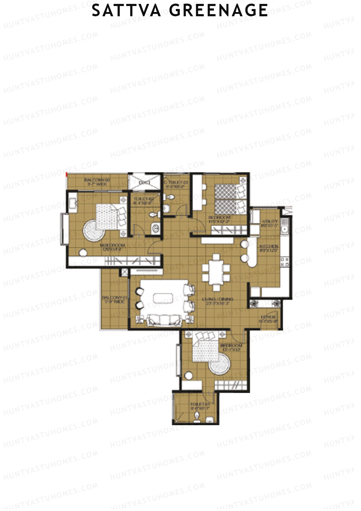 Sattva Greenage Cedar Wing A Unit 1 Floor Plan
