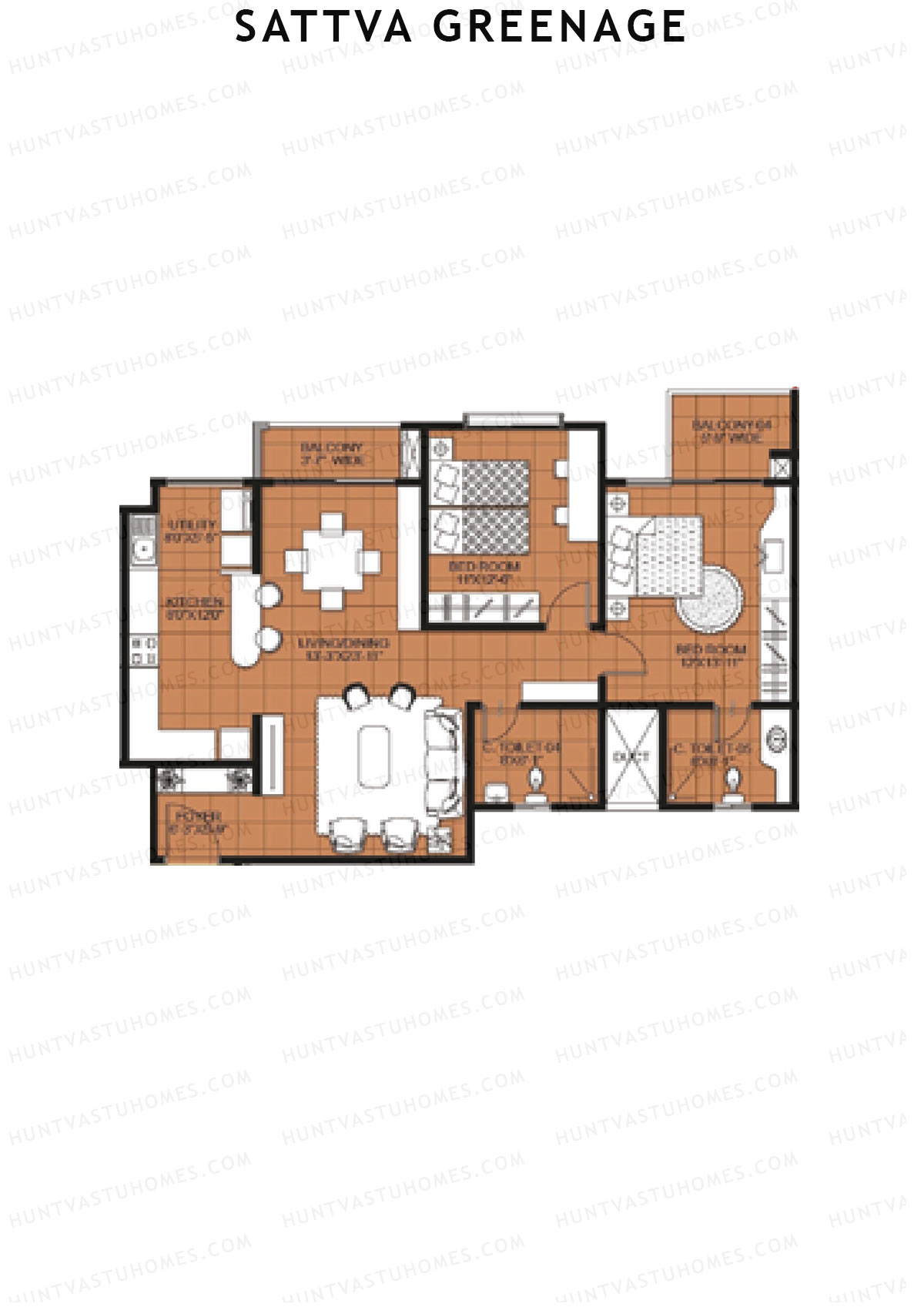 Sattva Greenage Cedar Wing A Unit 2 Floor Plan