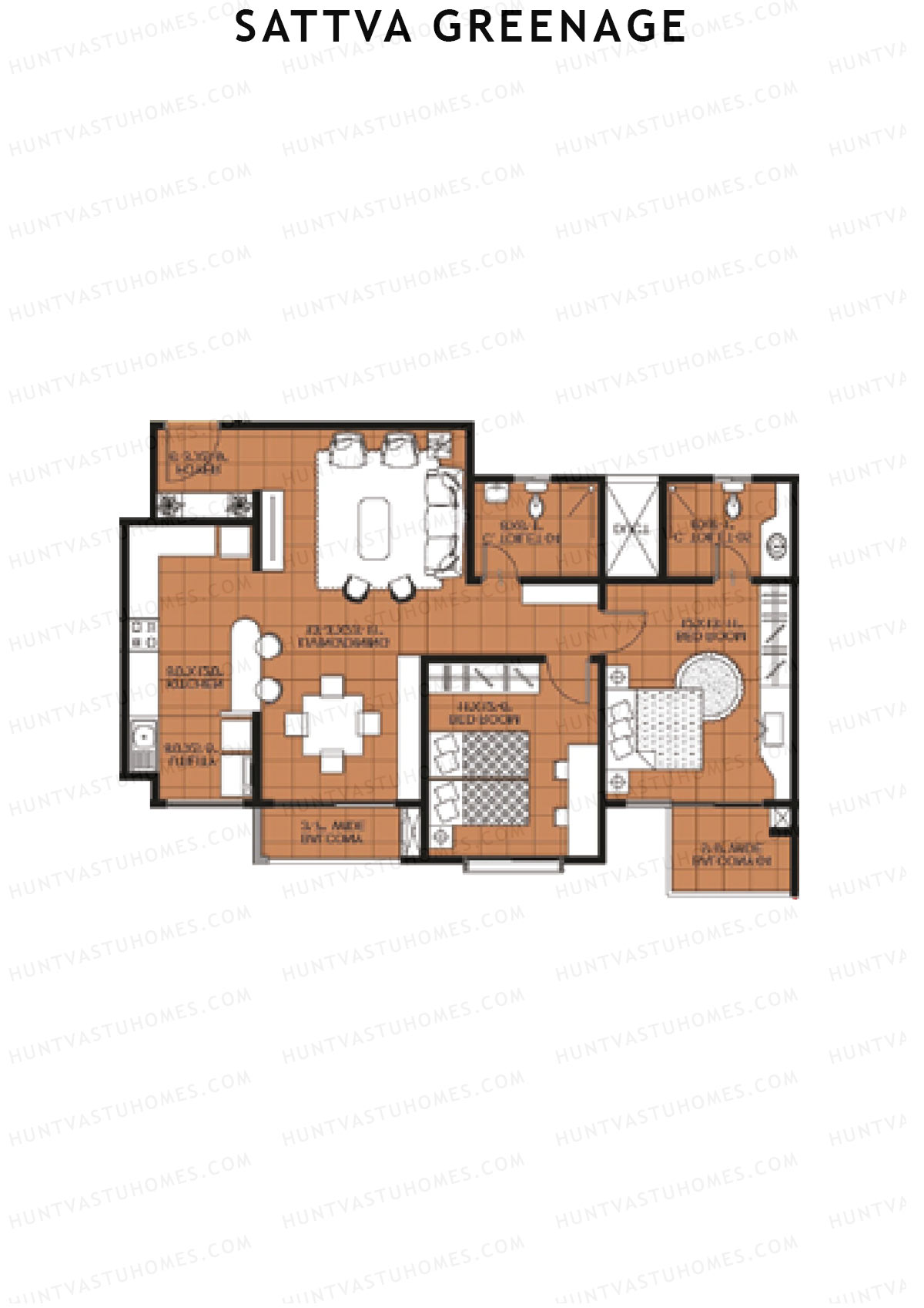 Sattva Greenage Cedar Wing A Unit 3 Floor Plan