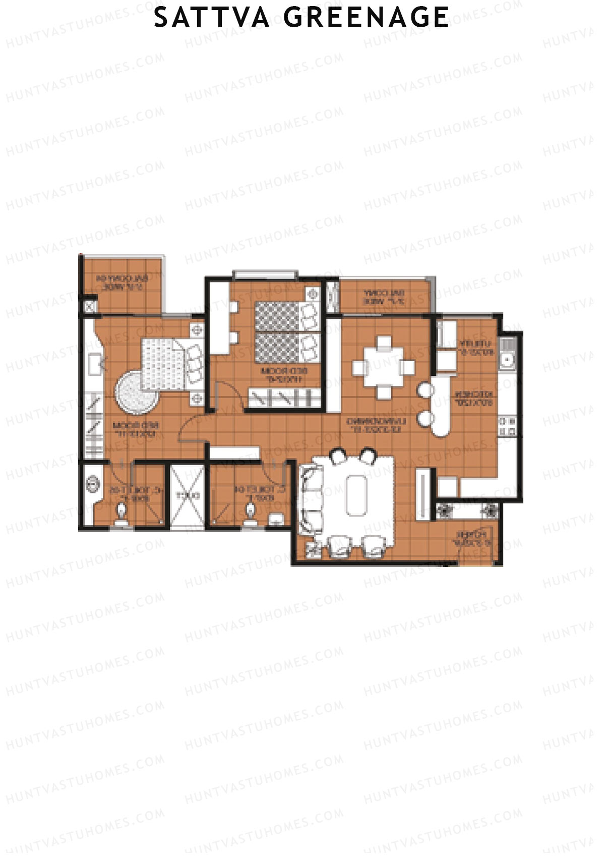 Sattva Greenage Cedar Wing B Unit 1 Floor Plan