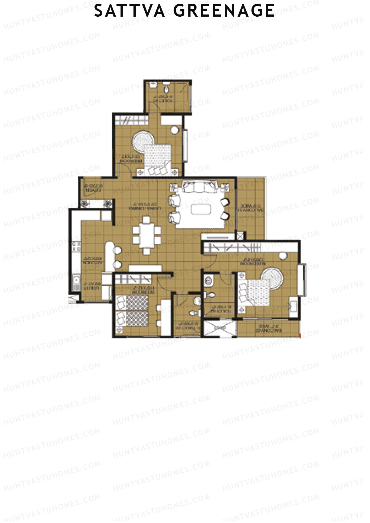 Sattva Greenage Cedar Wing B Unit 3 Floor Plan