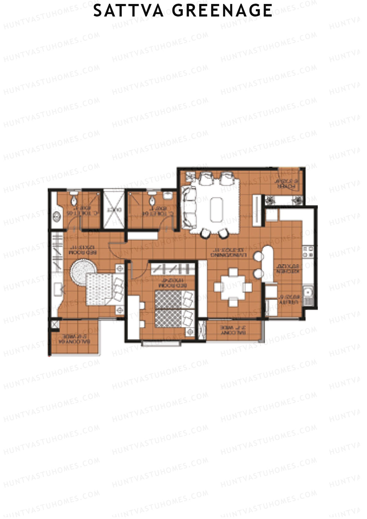 Sattva Greenage Cedar Wing B Unit 4 Floor Plan