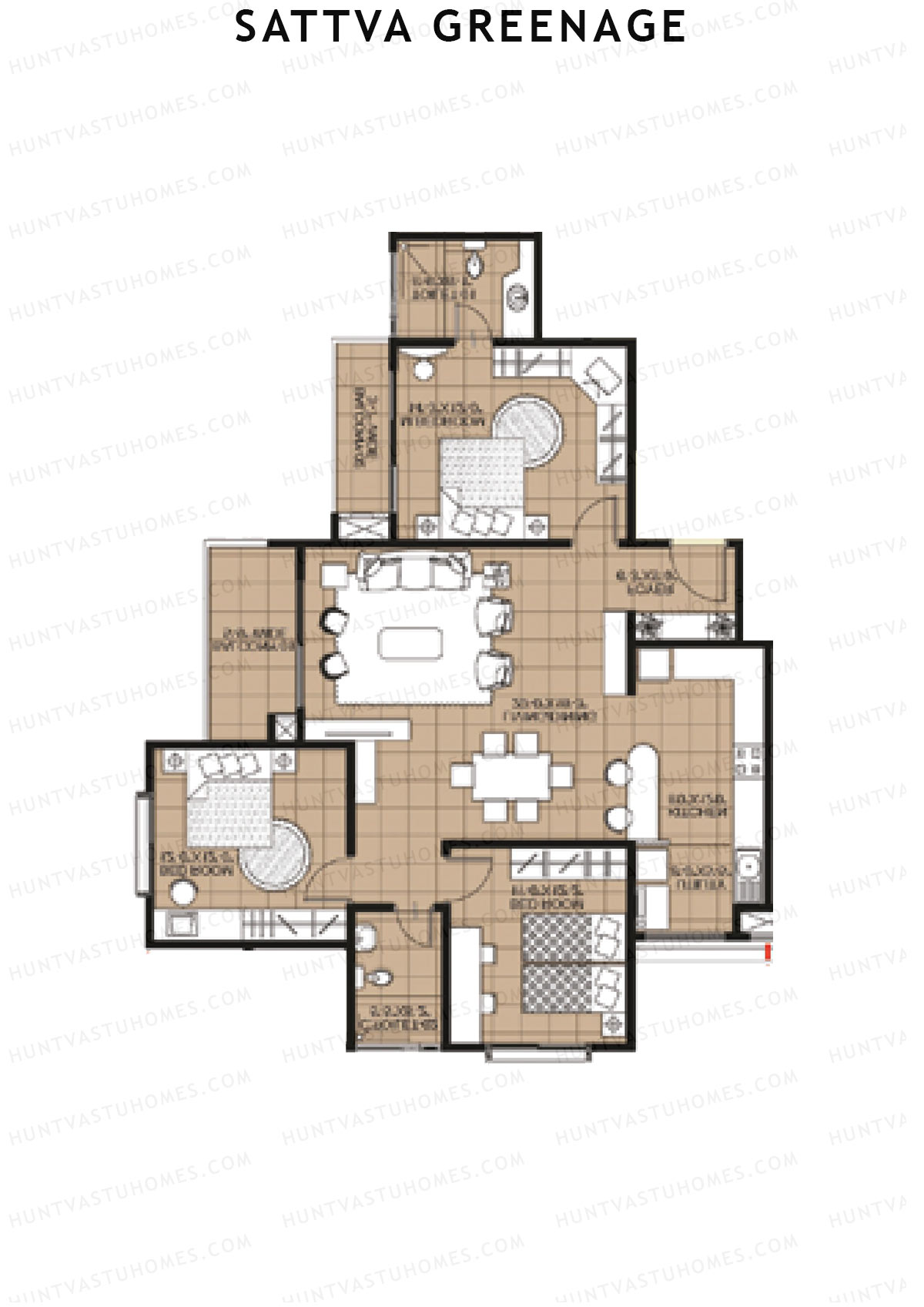 Sattva Greenage Deodar Wing A Unit 4 Floor Plan