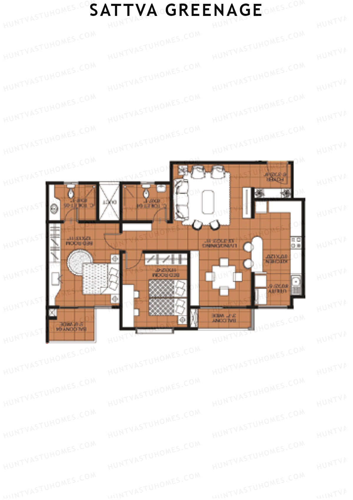 Sattva Greenage Deodar Wing B Unit 3 Floor Plan