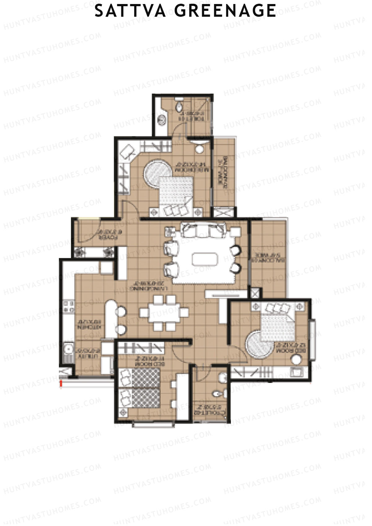 Sattva Greenage Deodar Wing B Unit 4 Floor Plan