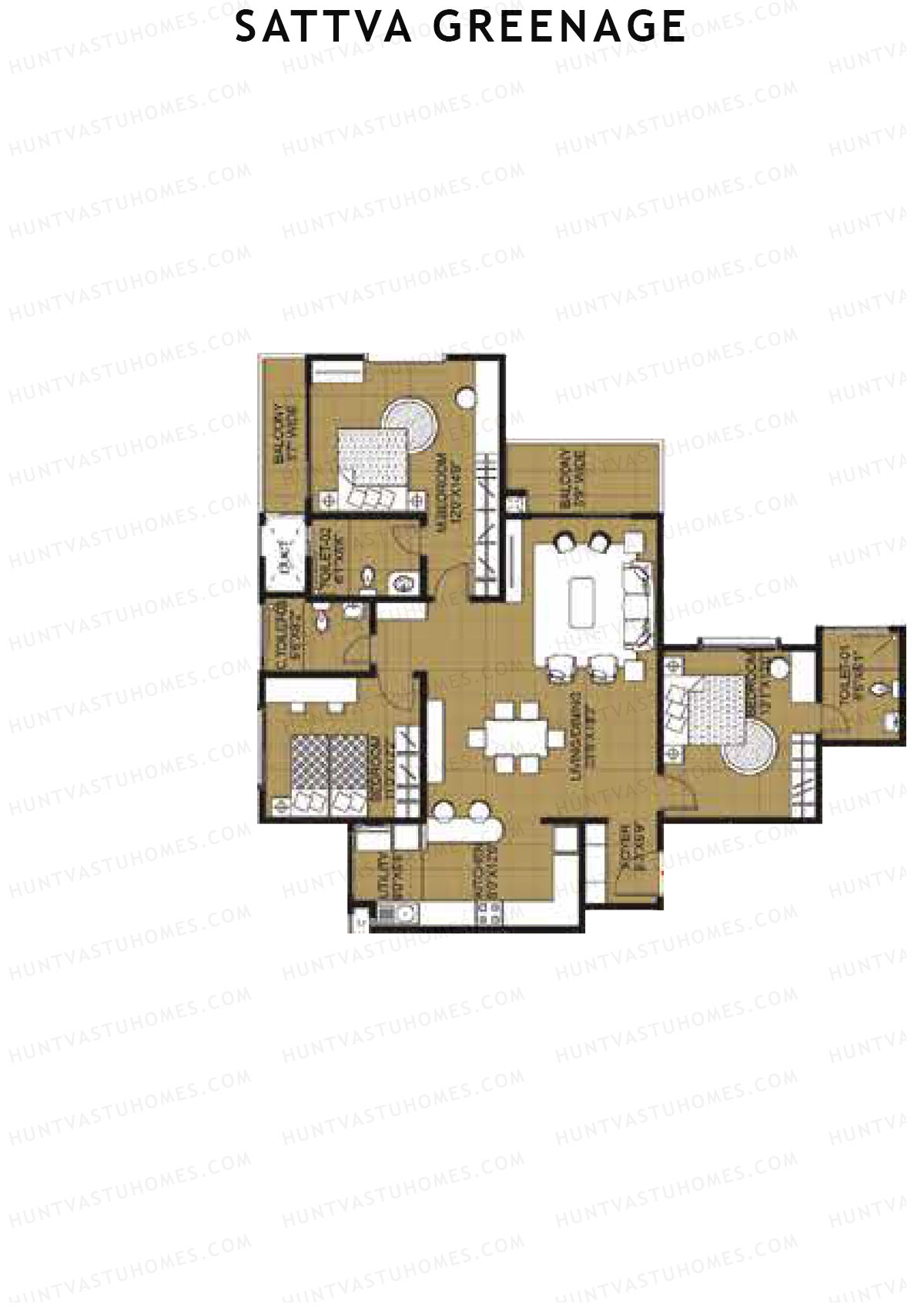 Sattva Greenage Ebony Wing A Unit 1 Floor Plan