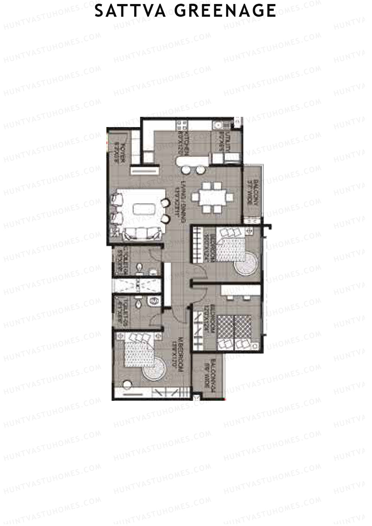 Sattva Greenage Ebony Wing A Unit 3 Floor Plan