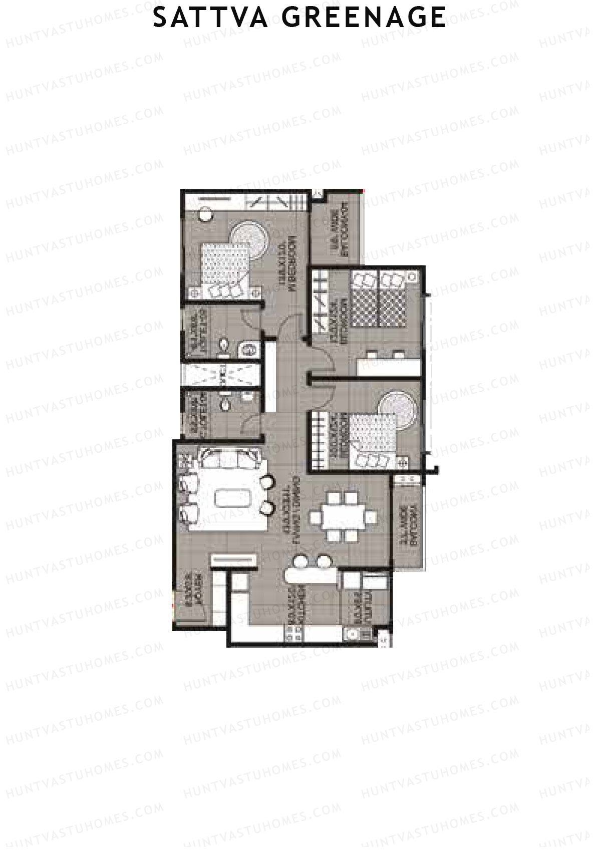 Sattva Greenage Ebony Wing B Unit 2 Floor Plan