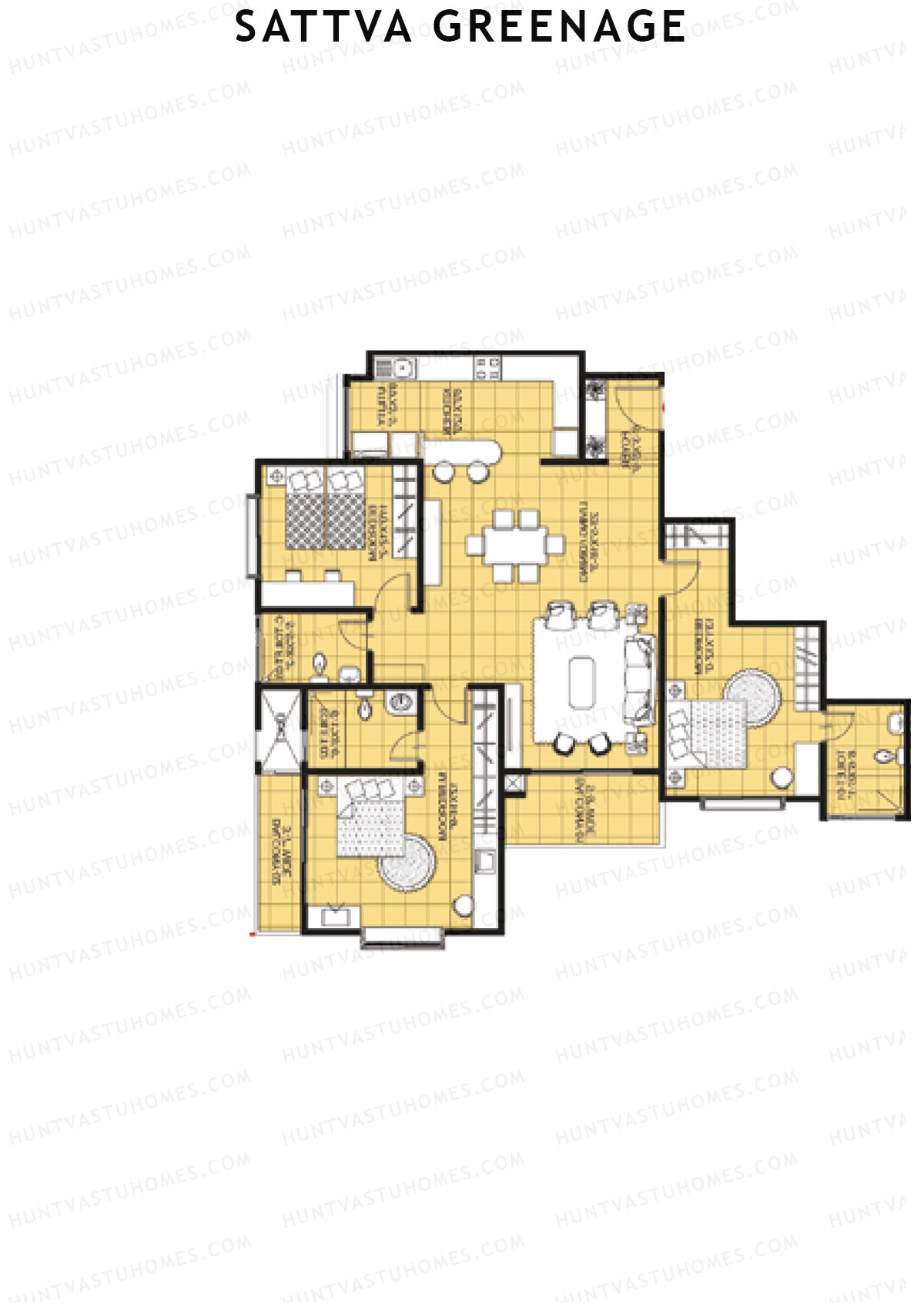 Sattva Greenage Ebony Wing B Unit 4 Floor Plan