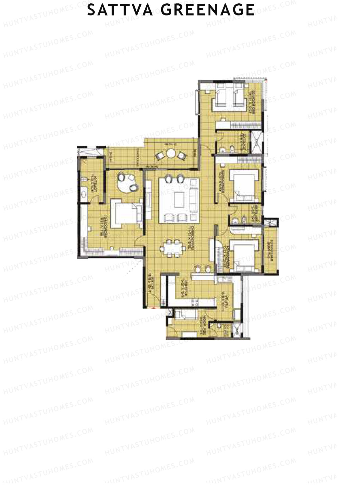 Sattva Greenage Tower Fern Unit 1 Floor Plan