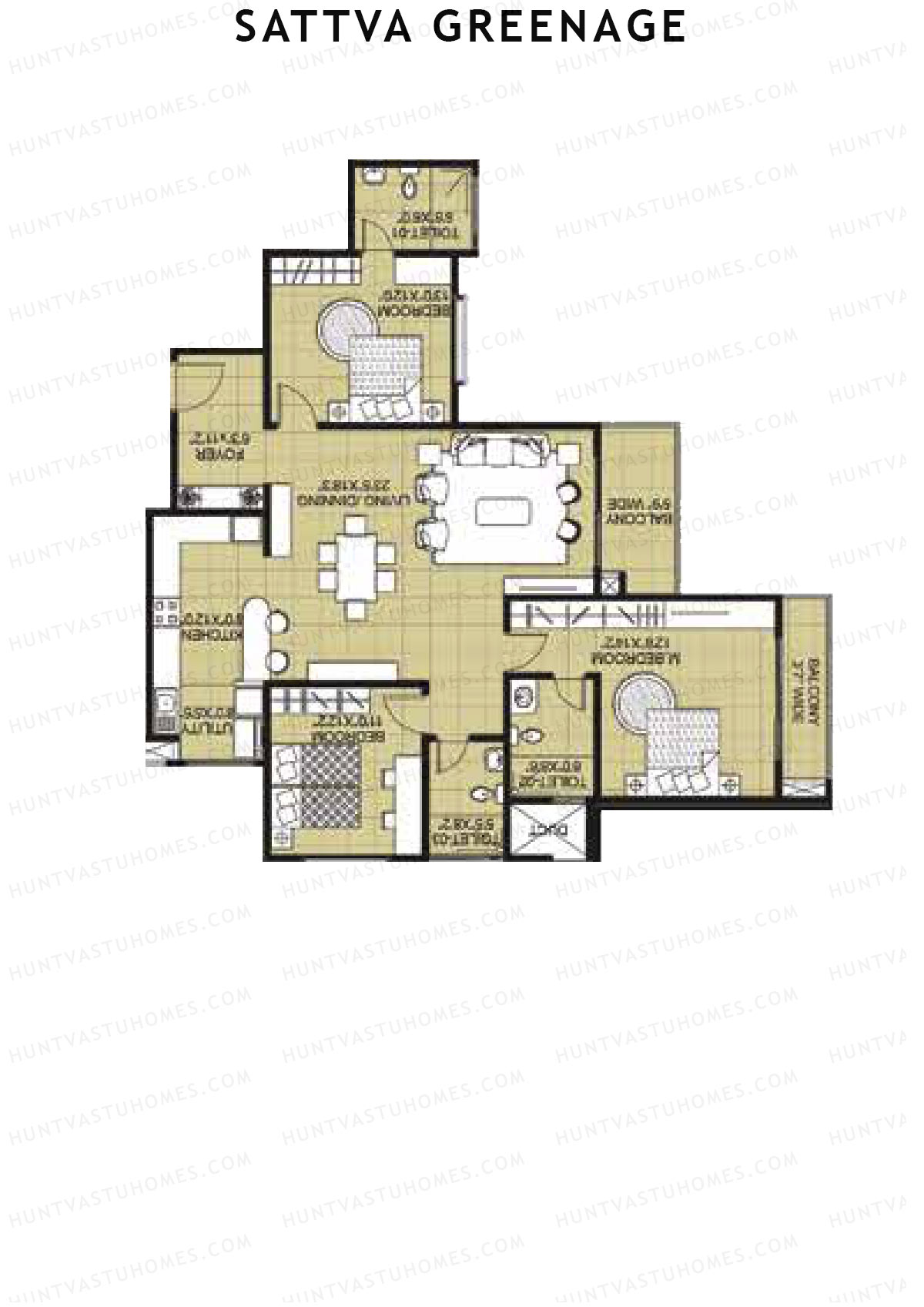 Sattva Greenage Hibiscus Wing A Unit 1 Floor Plan