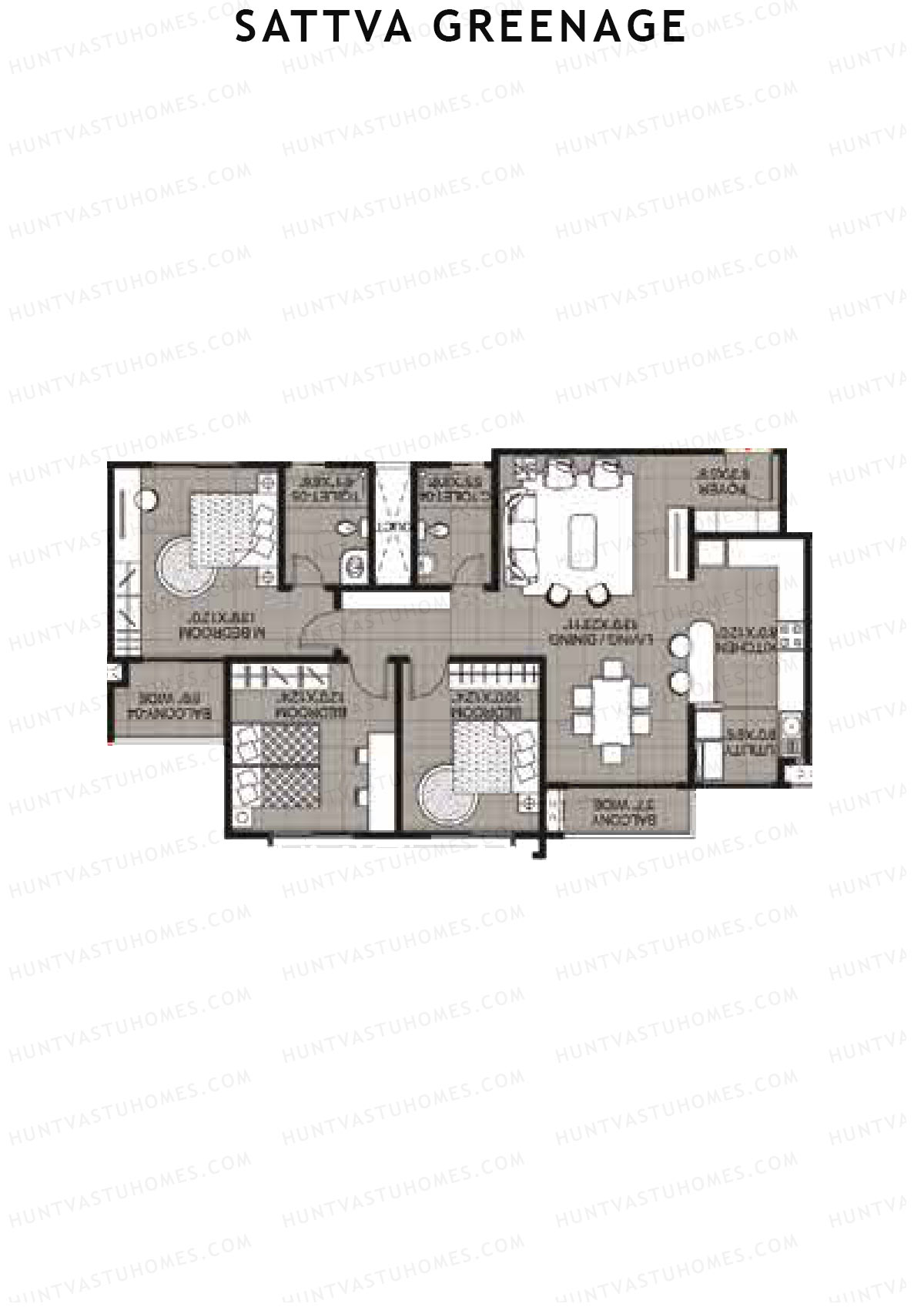Sattva Greenage Hibiscus Wing A Unit 2 Floor Plan
