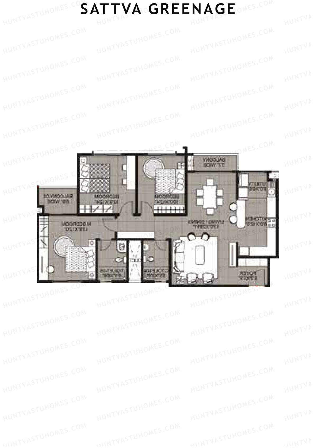 Sattva Greenage Hibiscus Wing A Unit 3 Floor Plan