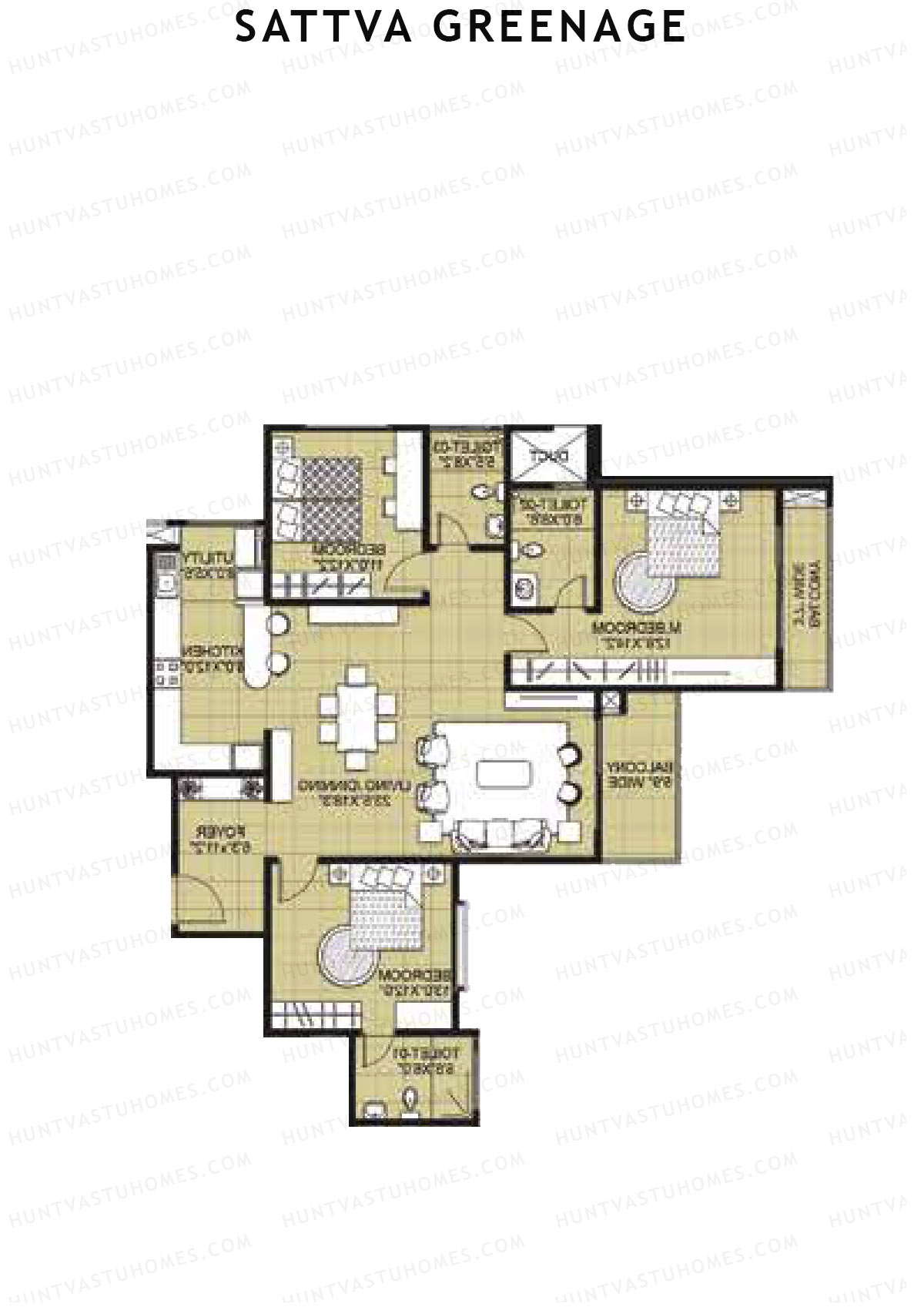 Sattva Greenage Hibiscus Wing A Unit 4 Floor Plan