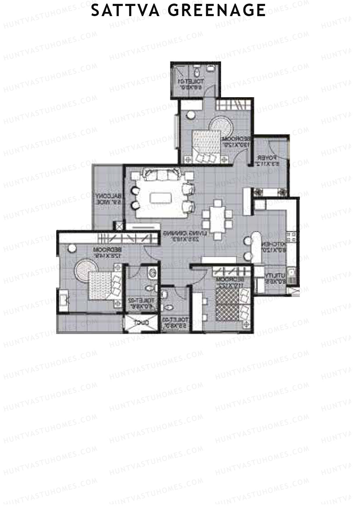 Sattva Greenage Hibiscus Wing B Unit 1 Floor Plan