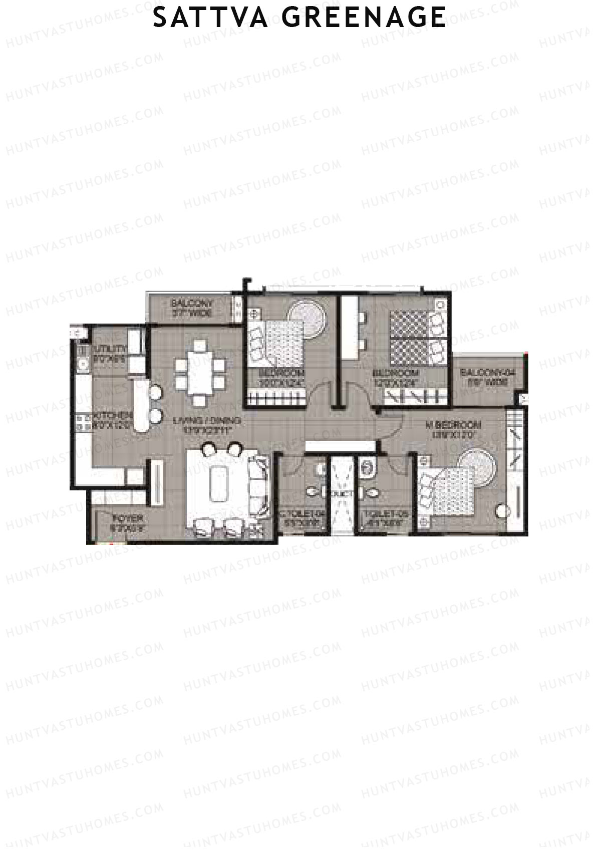 Sattva Greenage Hibiscus Wing B Unit 3 Floor Plan