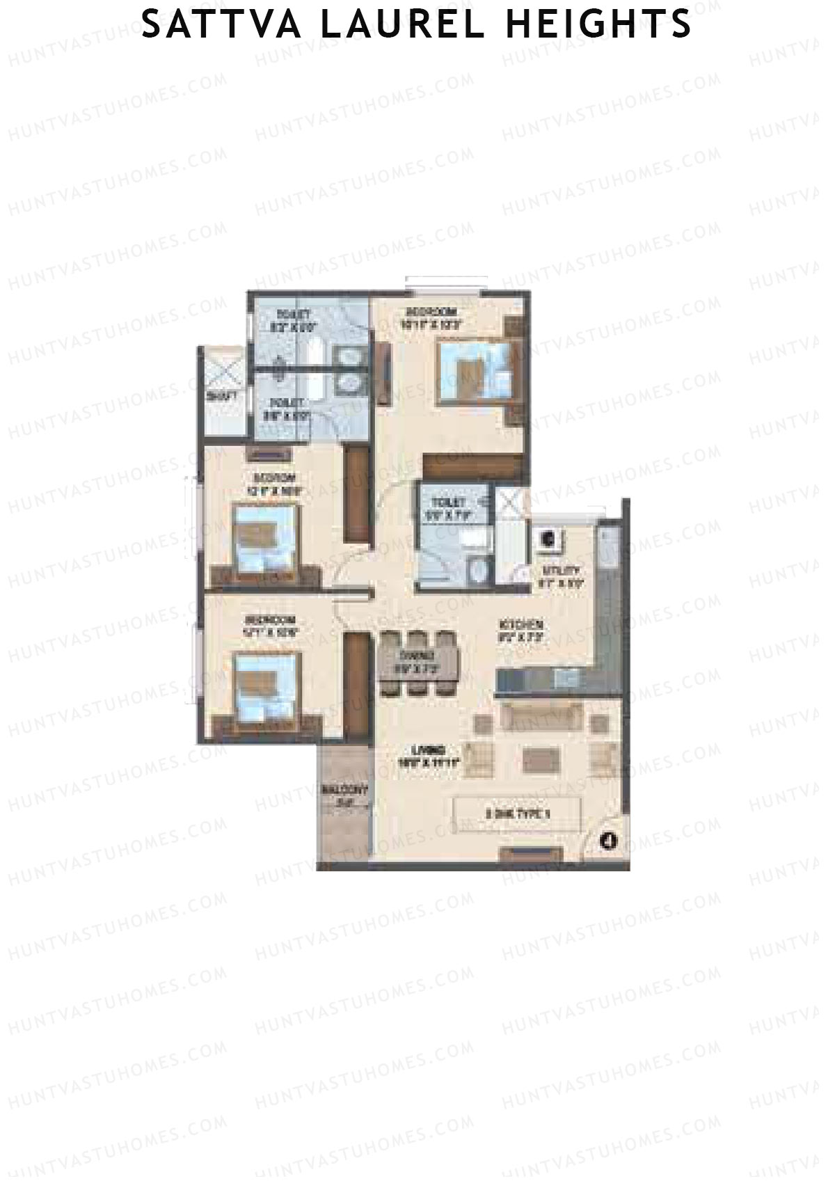 Sattva Laurel Heights Block A Unit 4 (Type 1) Floor Plan