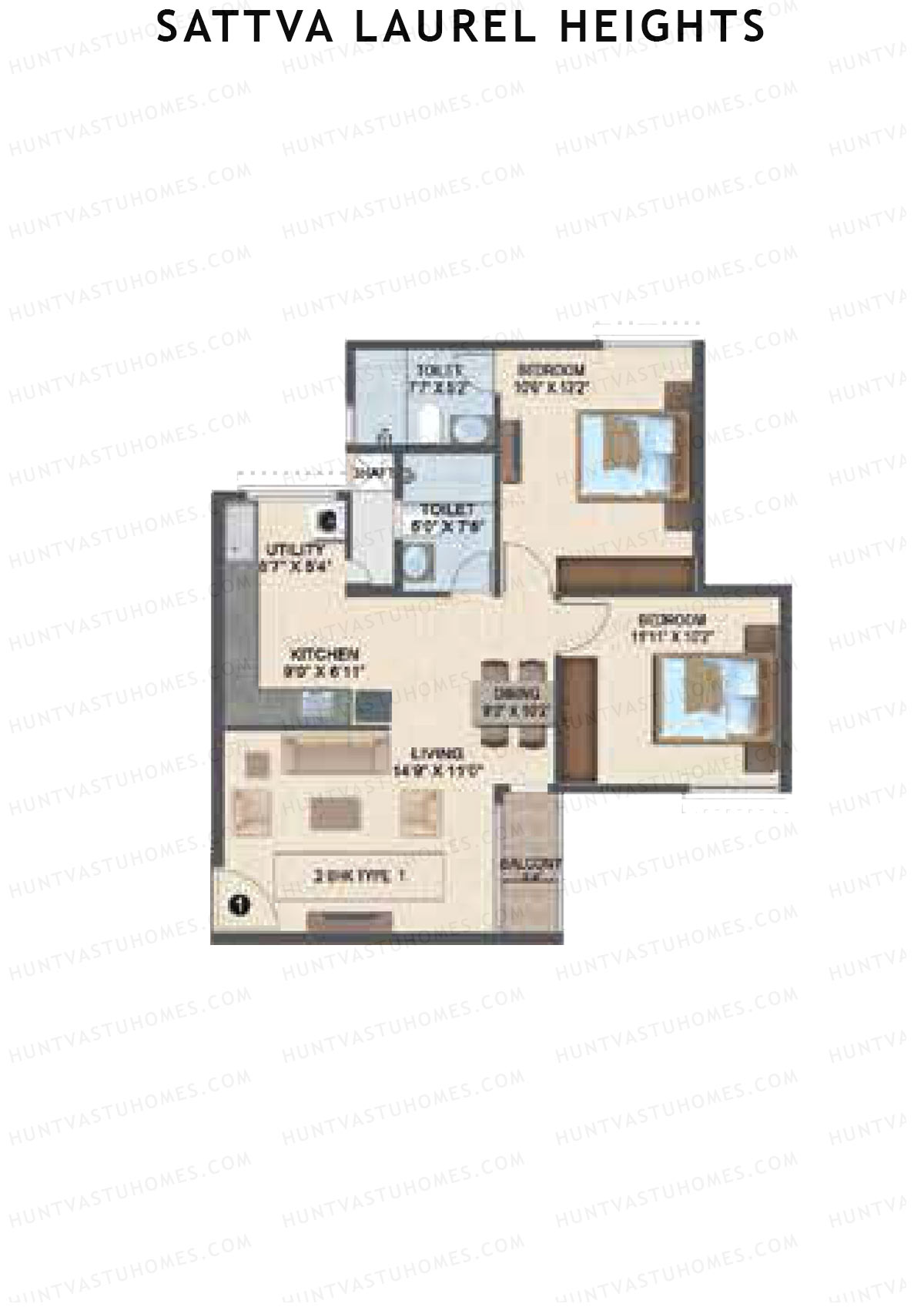Sattva Laurel Heights Block C Unit 1 (Type 1) Floor Plan