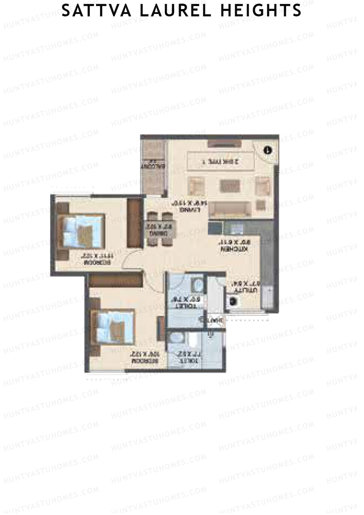 Sattva Laurel Heights Block G Unit 3 (Type 1) Floor Plan