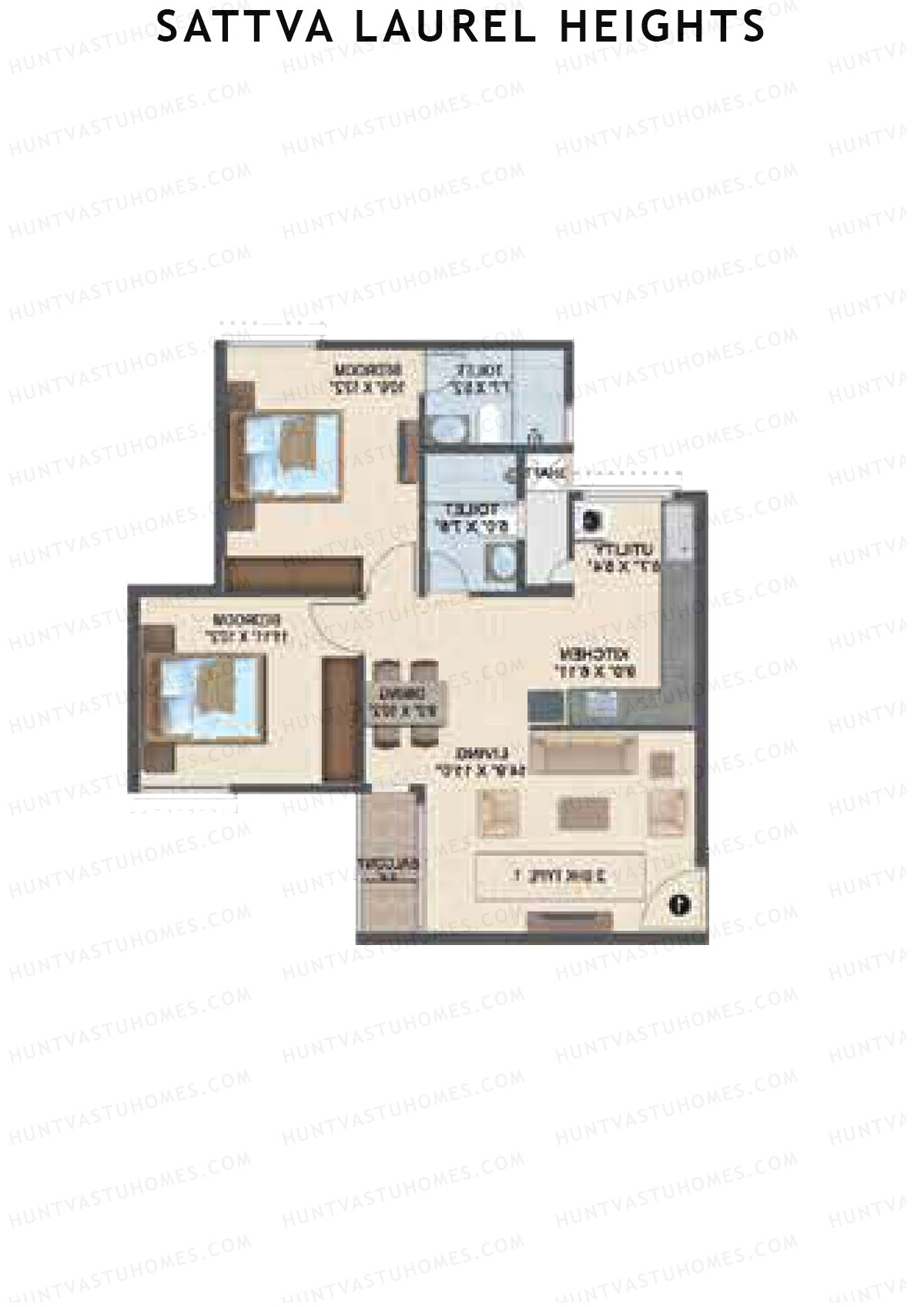 Sattva Laurel Heights Block I Unit 4 (Type 1) Floor Plan