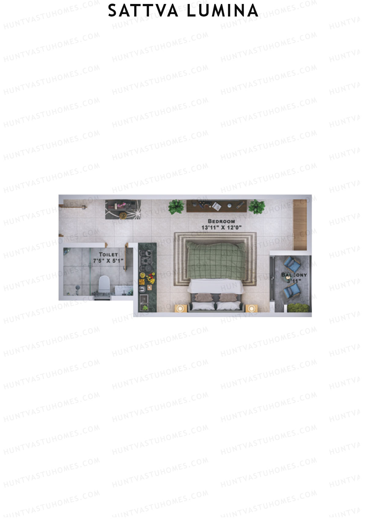 Sattva Lumina Wing A Unit 1 (Type ST1) Floor Plan