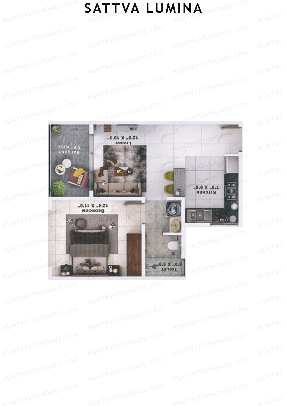 Sattva Lumina Wing A Unit 8 (Type 1) Floor Plan