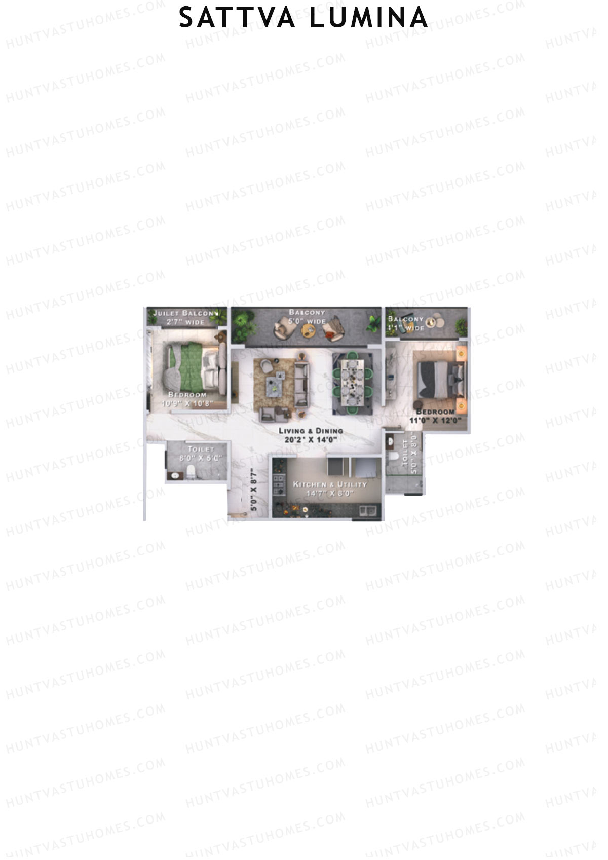 Sattva Lumina Wing H Unit 1 (Type 4) Floor Plan