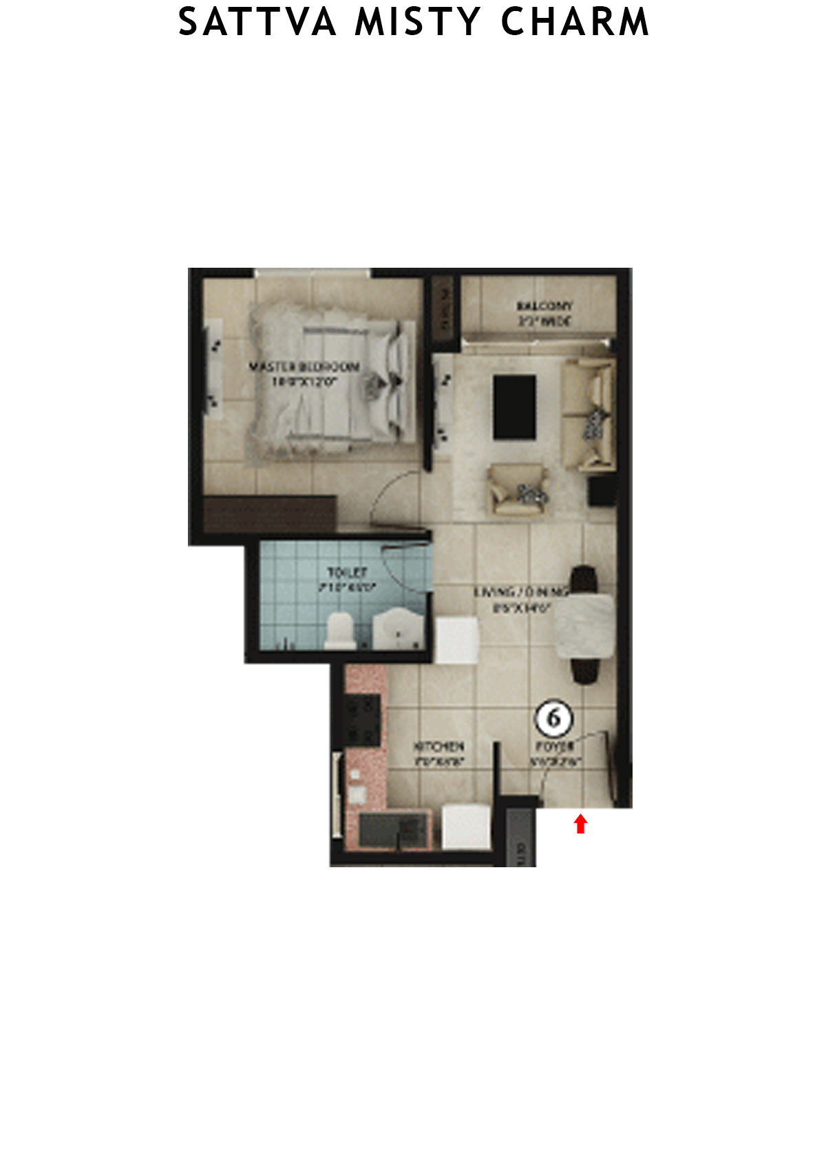 Sattva Misty Charm Tower 11 Unit 6 (Type B) Floor Plan