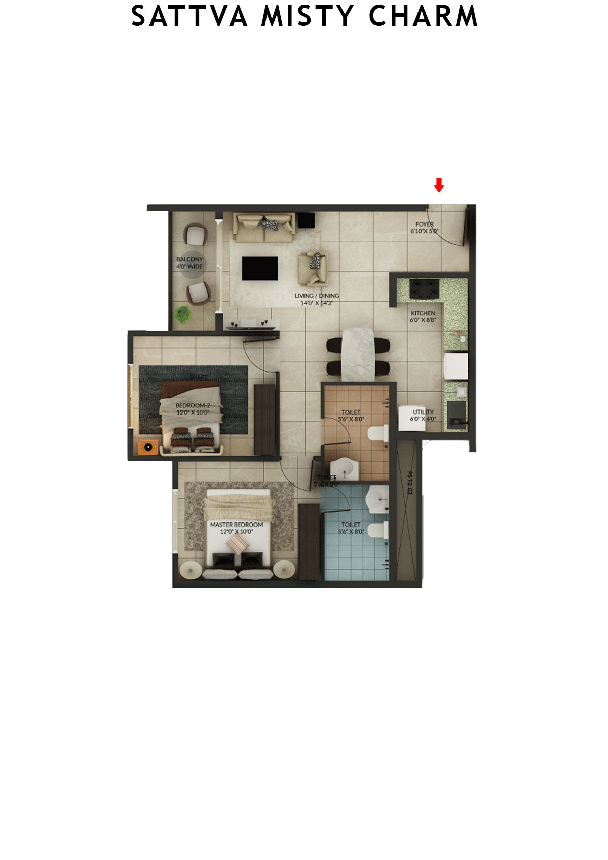 Sattva Misty Charm Tower 2 Unit 3 (Type E) Floor Plan