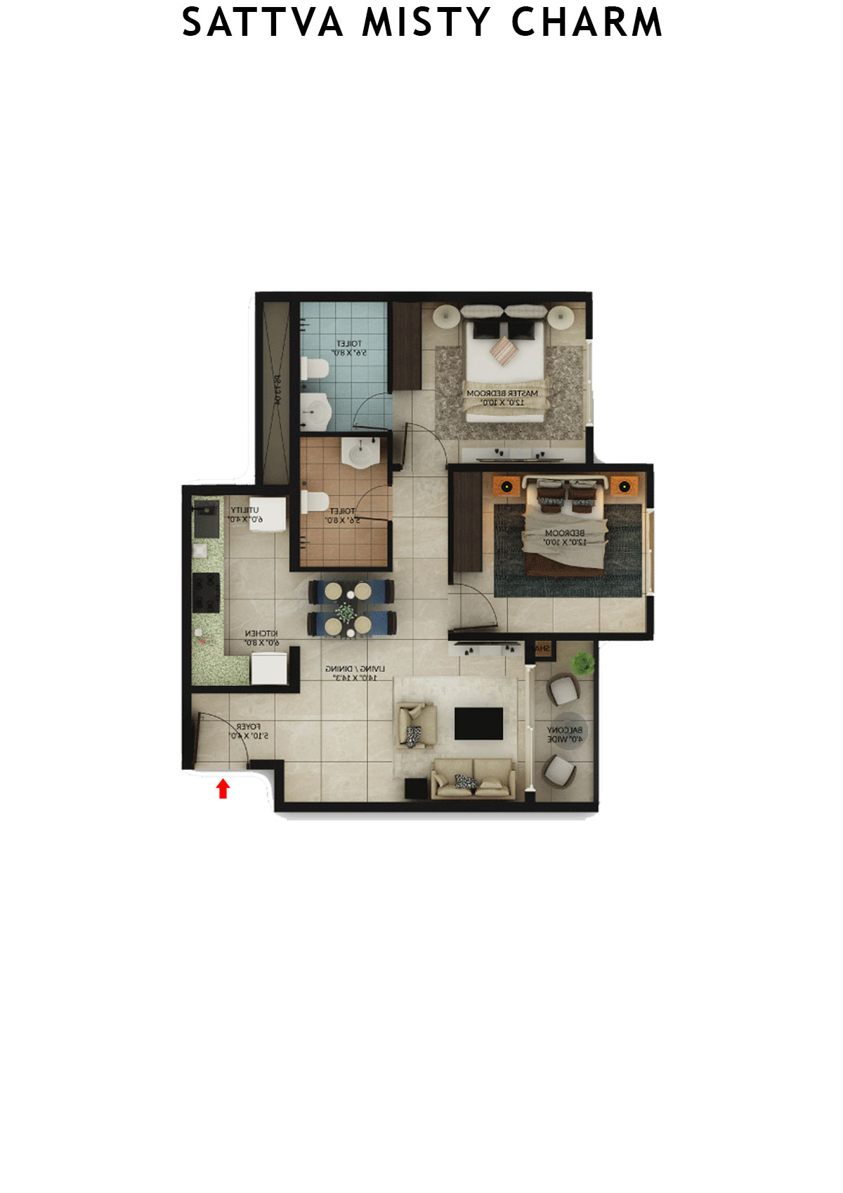 Sattva Misty Charm Tower 3 Unit 1 (Type D) Floor Plan